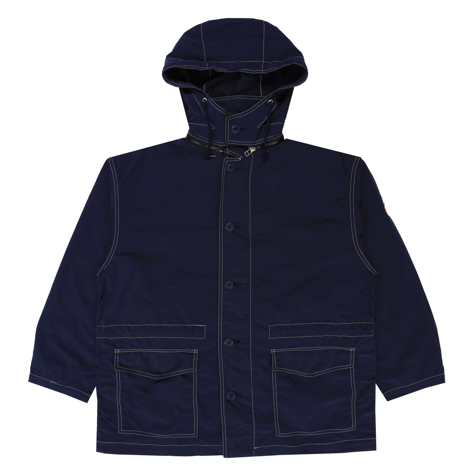 Overdye Detach Hood Coat - Navy