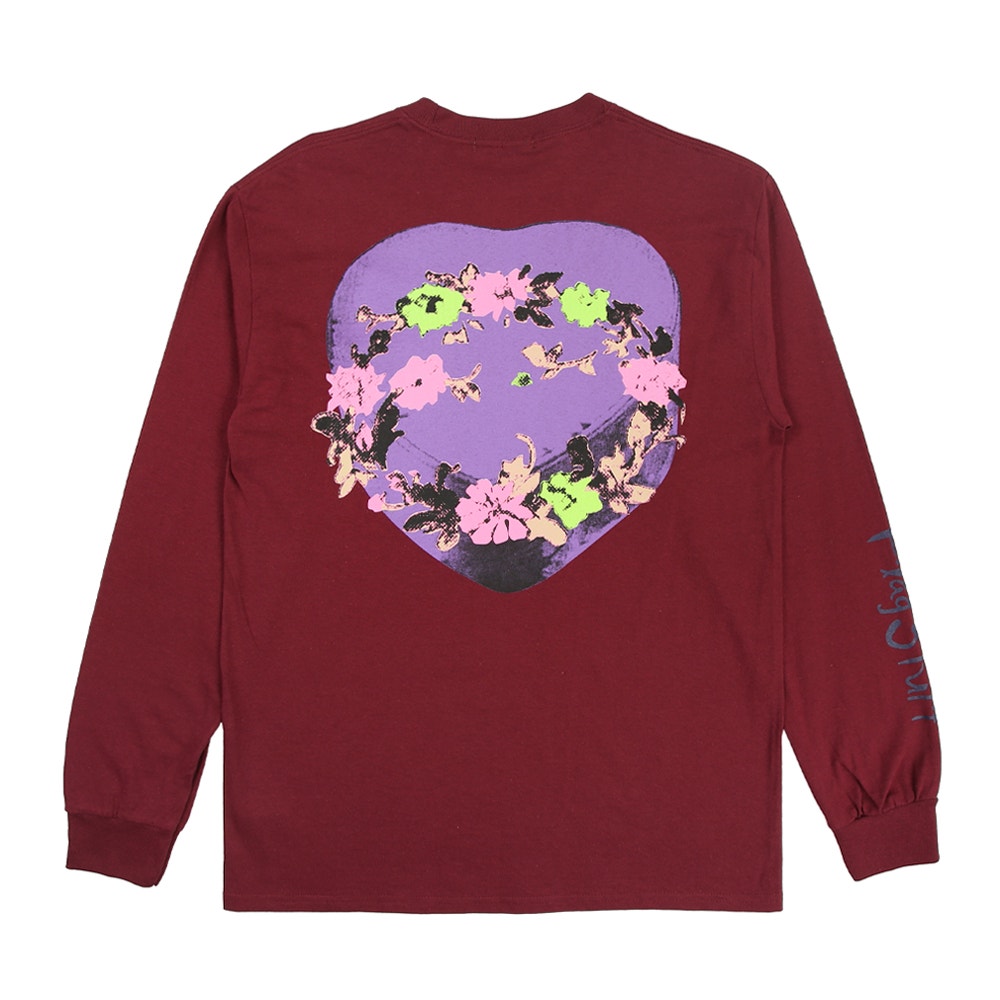 Circle Flower L/S T-Shirt- Maroon product photo
