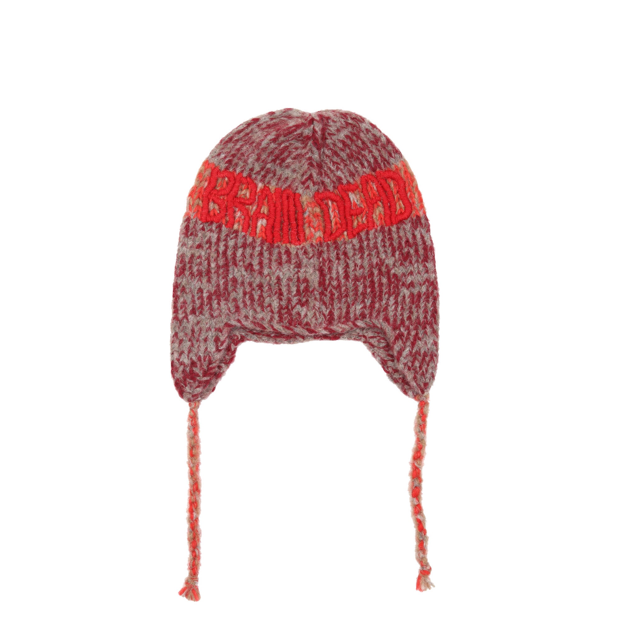 Alpaca Knit Ear Flap Beanie - Red product photo