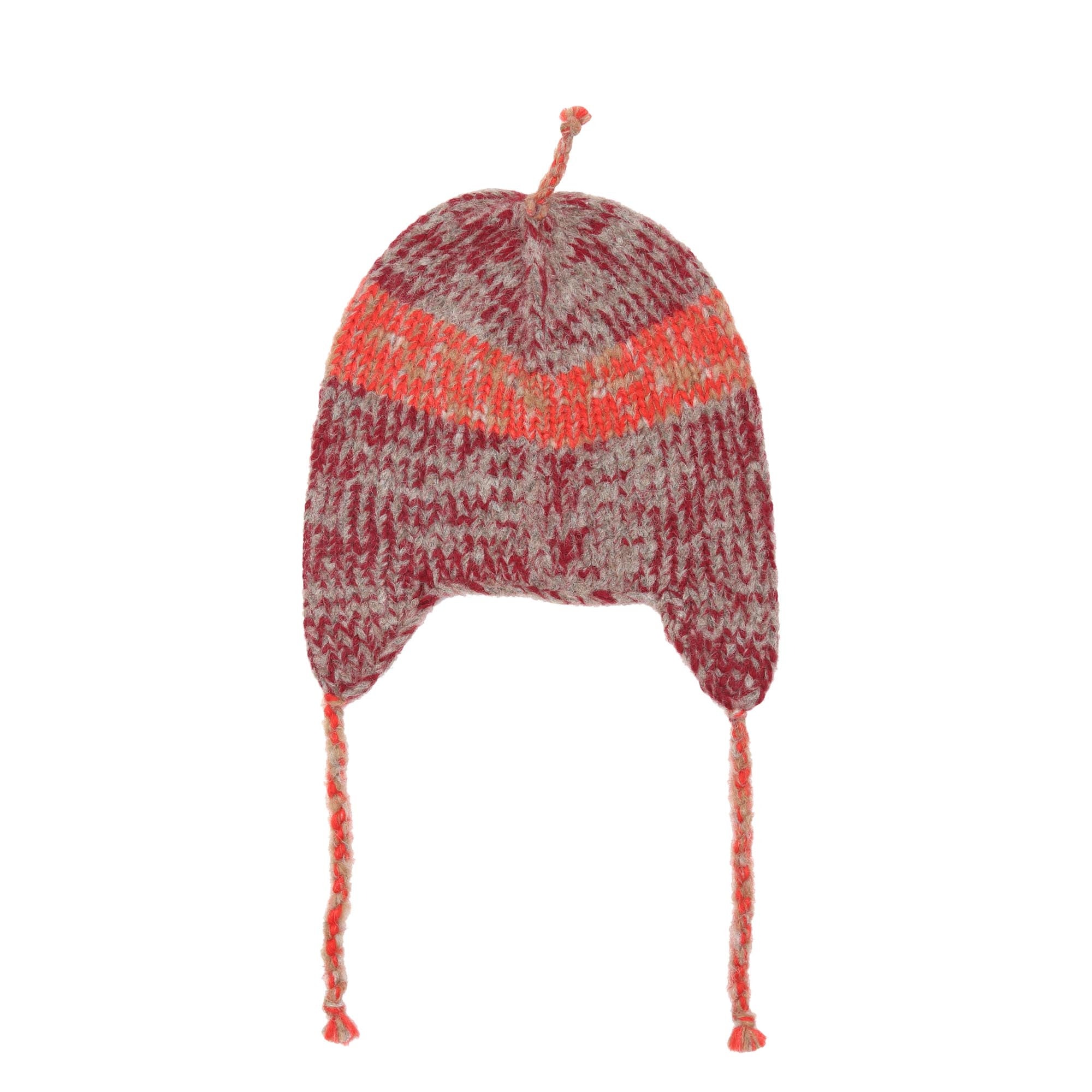 Alpaca Knit Ear Flap Beanie - Red product photo