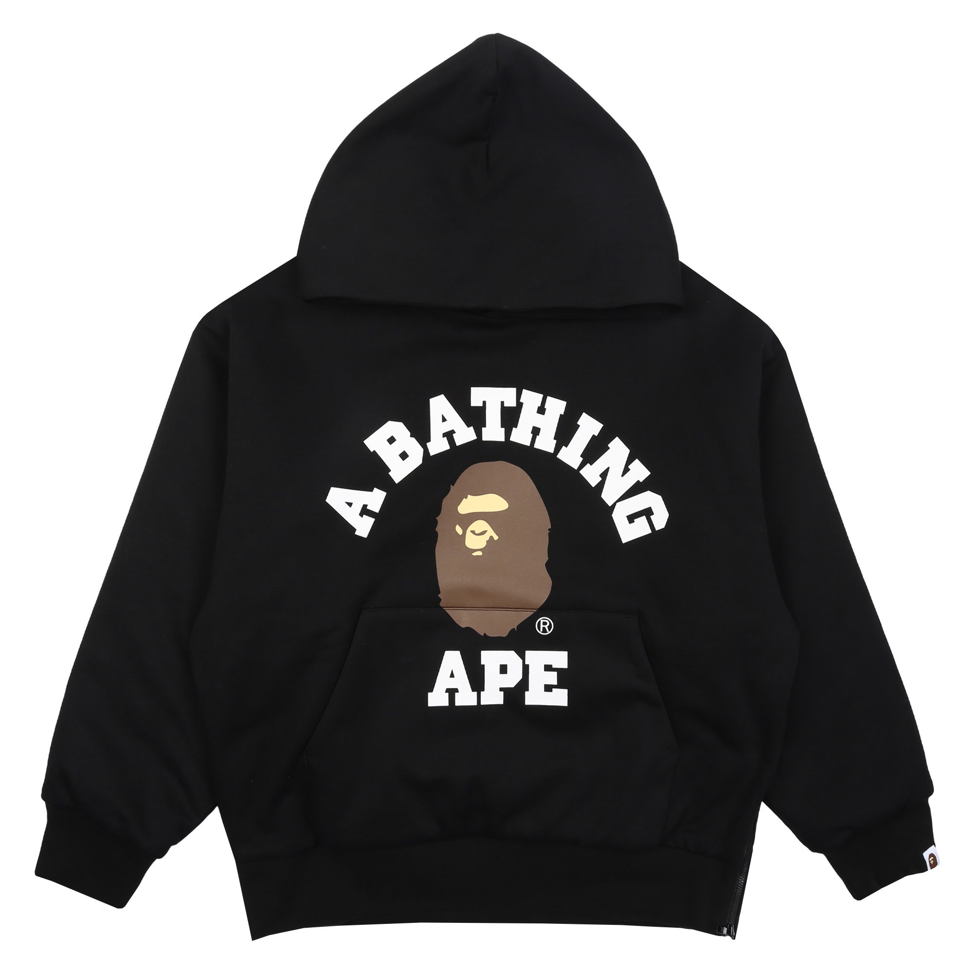 College Puffy Relaxed Fit Pullover Hoodie - Black product photo