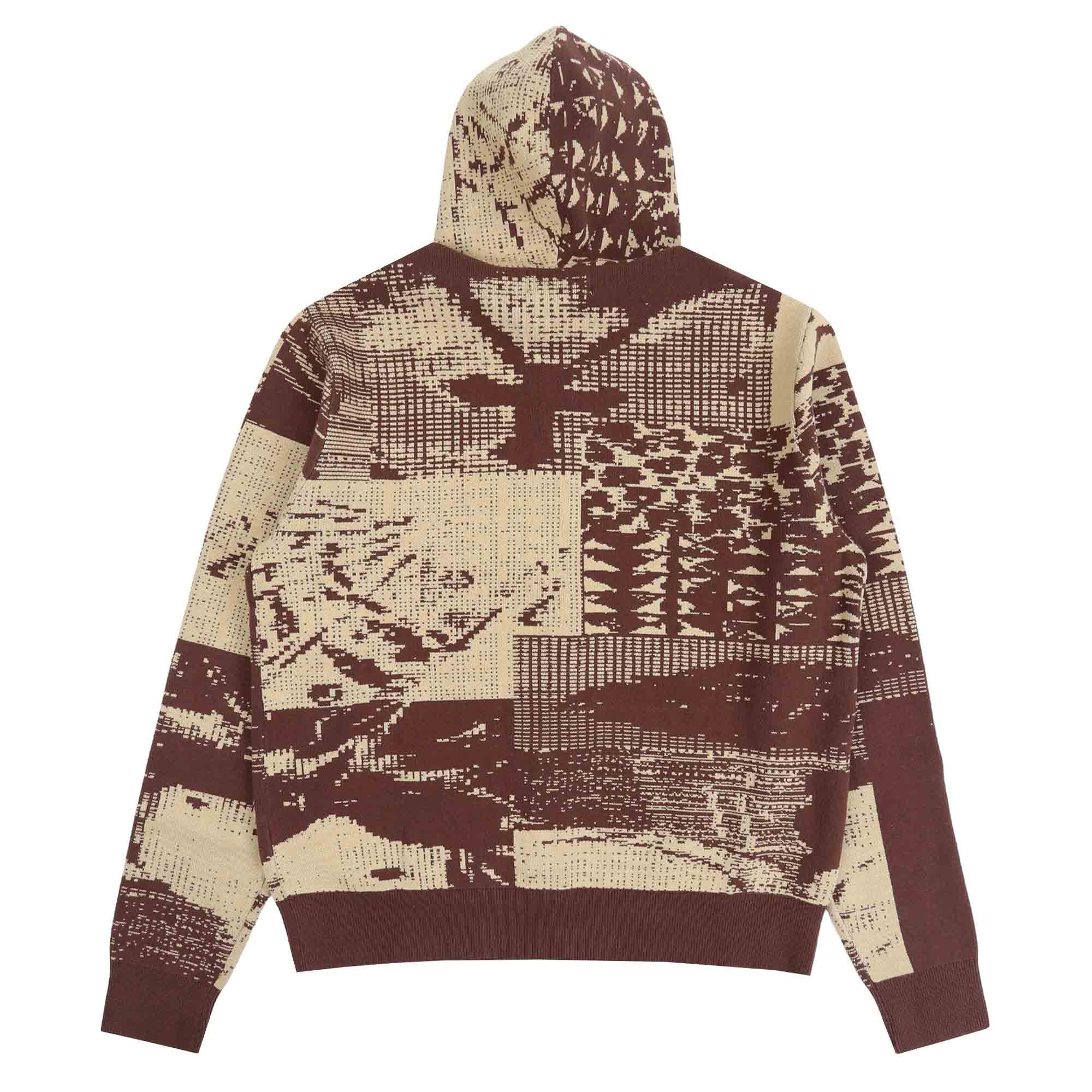Sup Pixel Knit Zip Up - Brown Jacquard product photo