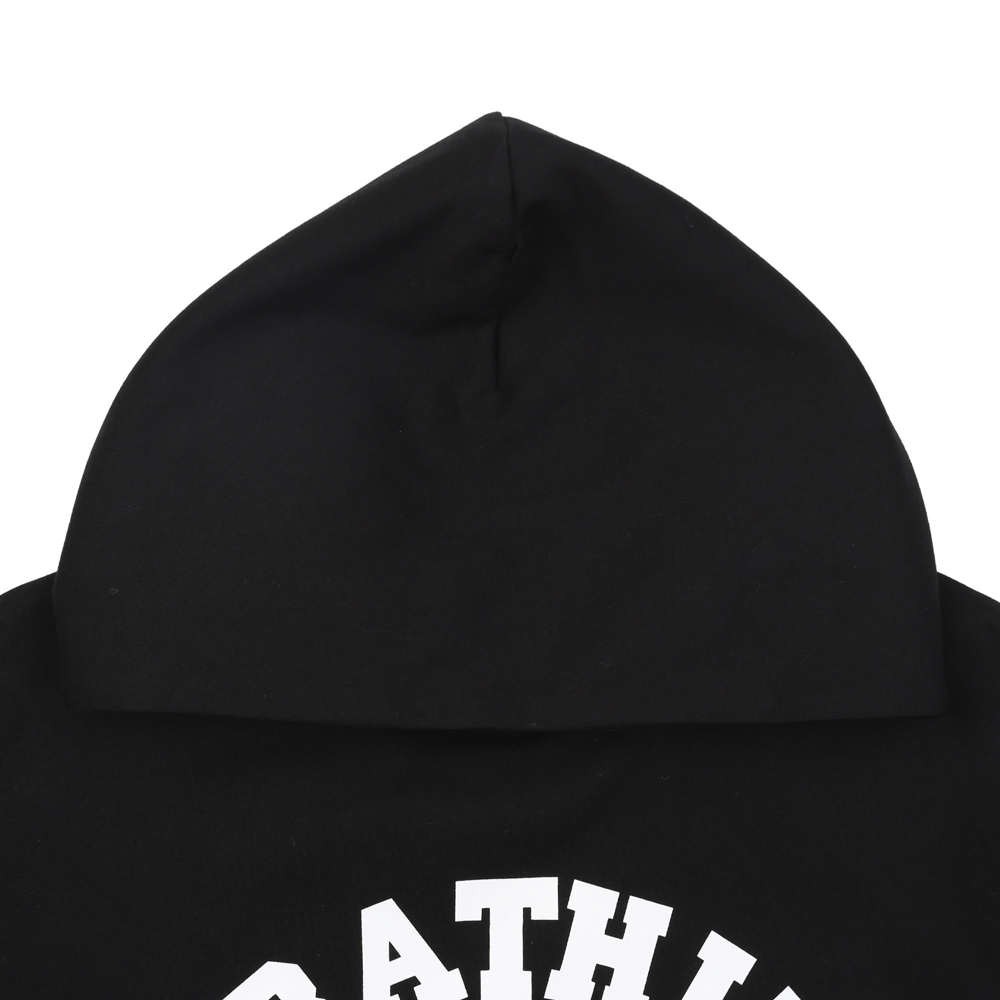 College Puffy Relaxed Fit Pullover Hoodie - Black product photo