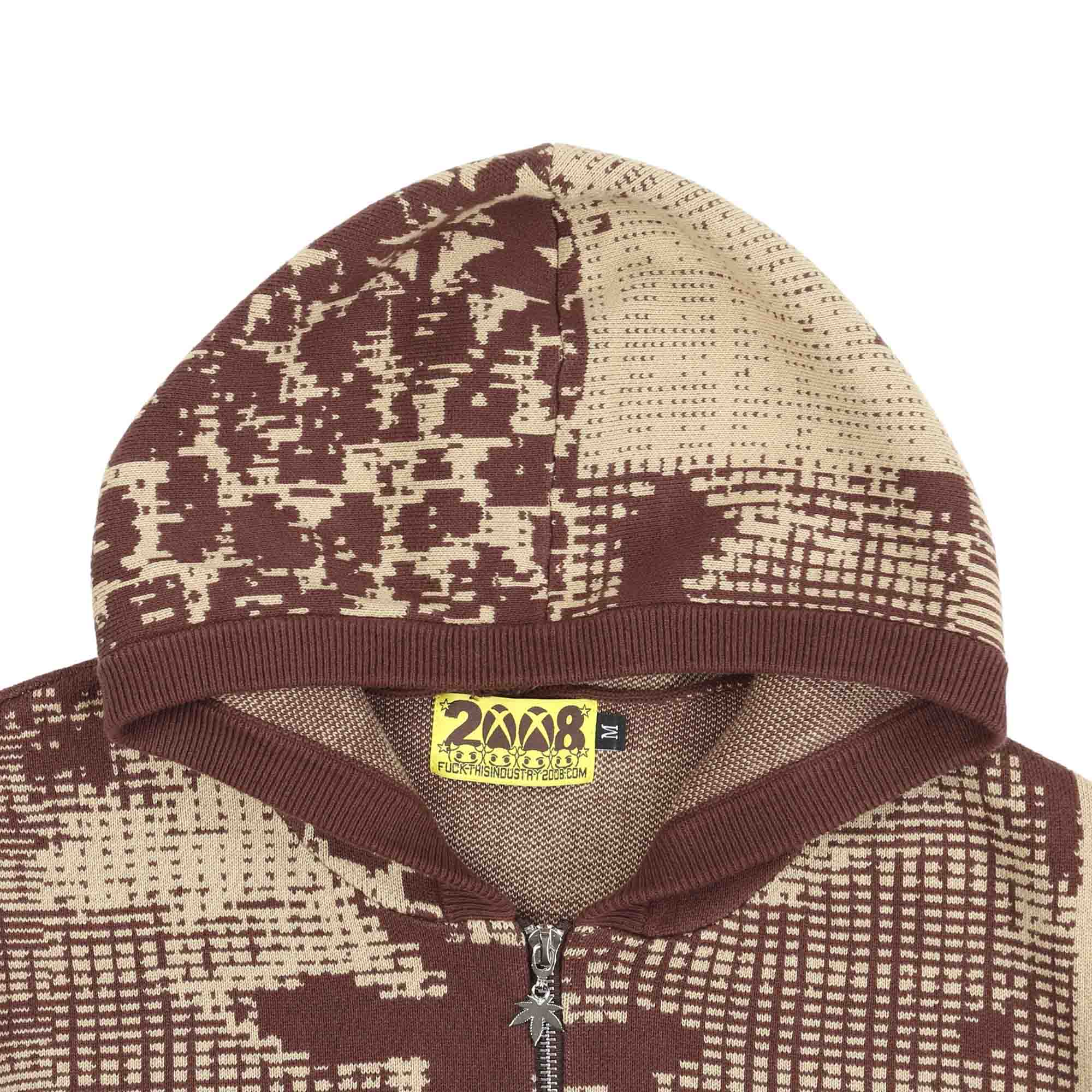 Sup Pixel Knit Zip Up - Brown Jacquard product photo