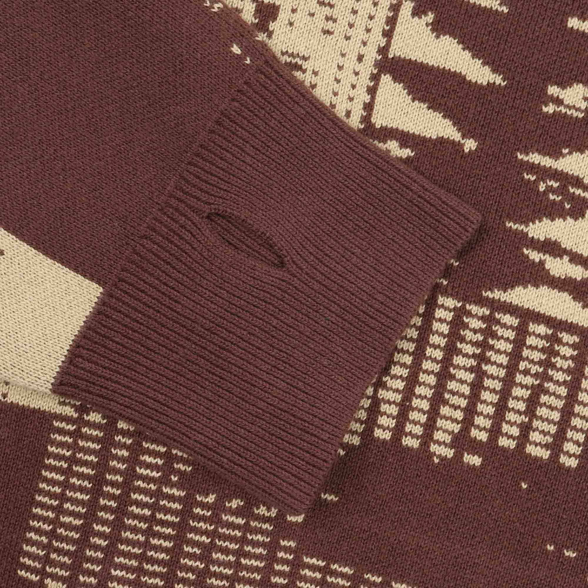Sup Pixel Knit Zip Up - Brown Jacquard product photo