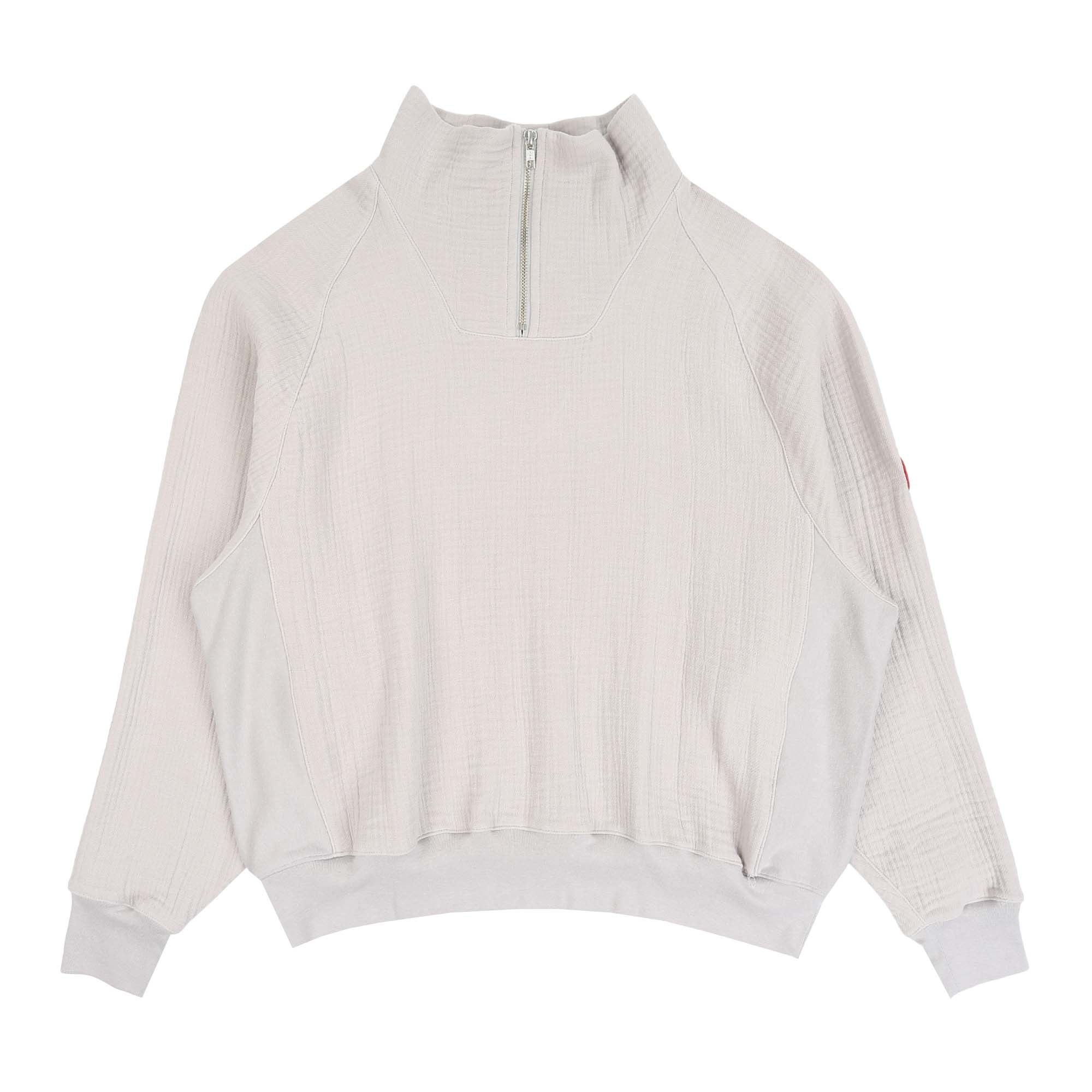 Layered Gauze Half Zip - Grey product photo