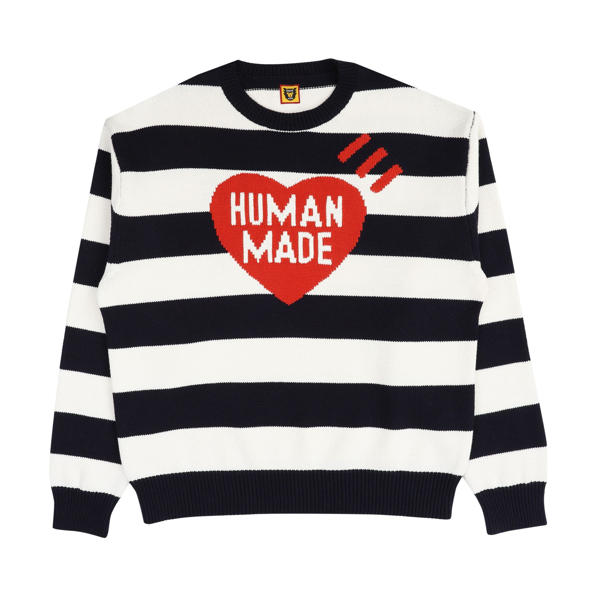 Human Made Striped Heart Knit Sweater Grey