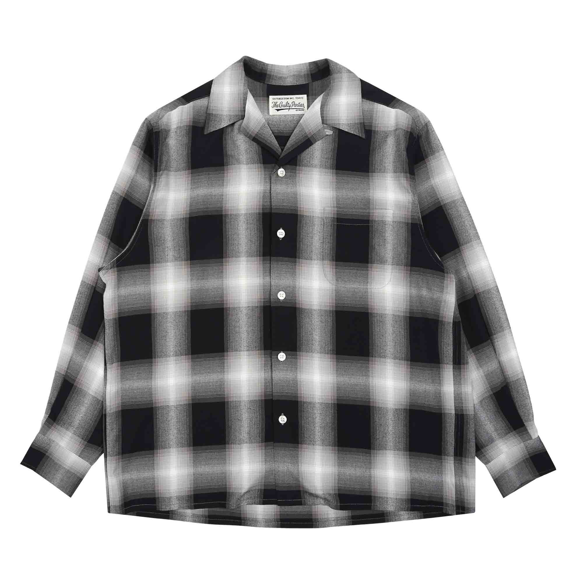Ombre Check Open Collar LS Shirt - Grey product photo