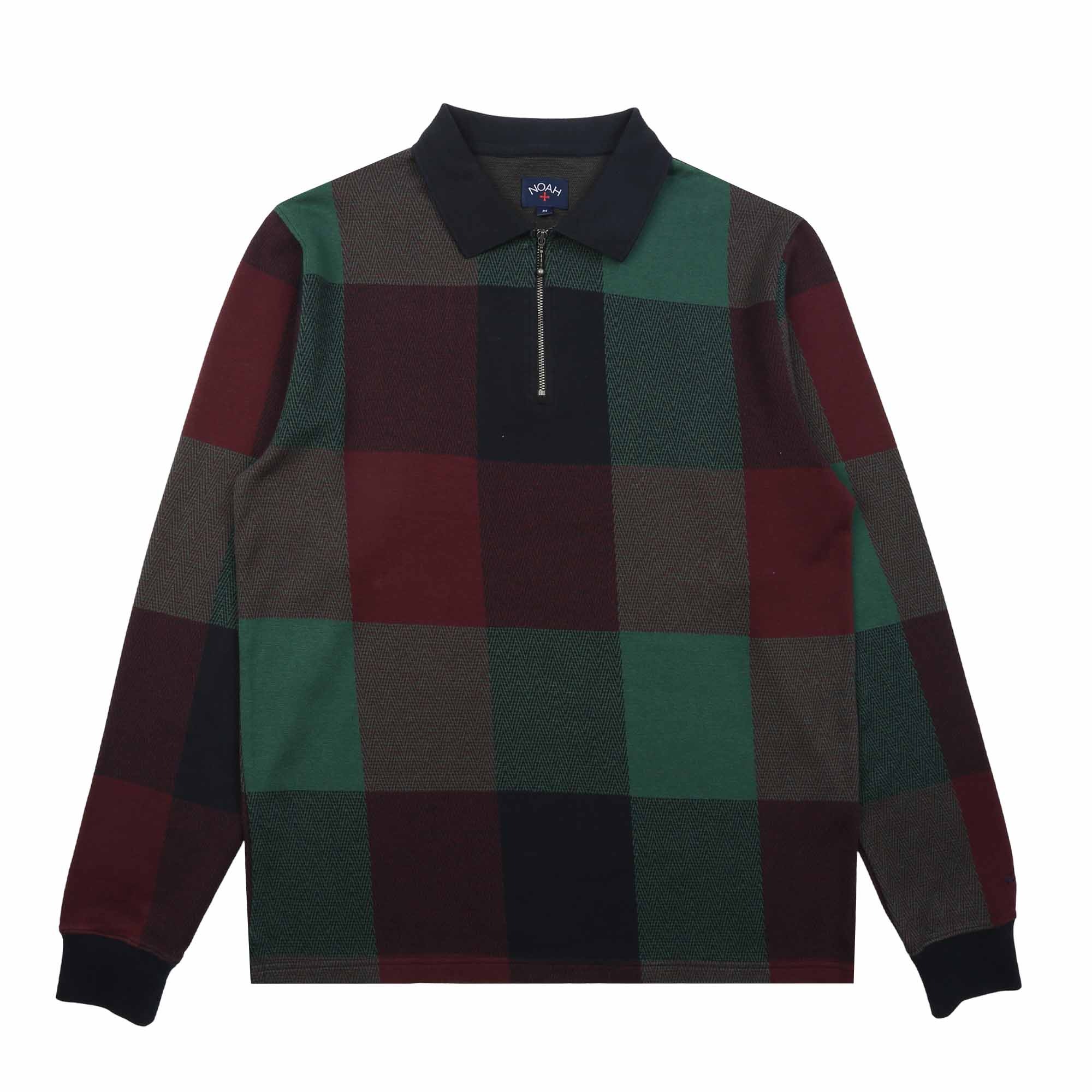 Buffalo Plaid Zip Polo - Navy/Burg/Green product photo