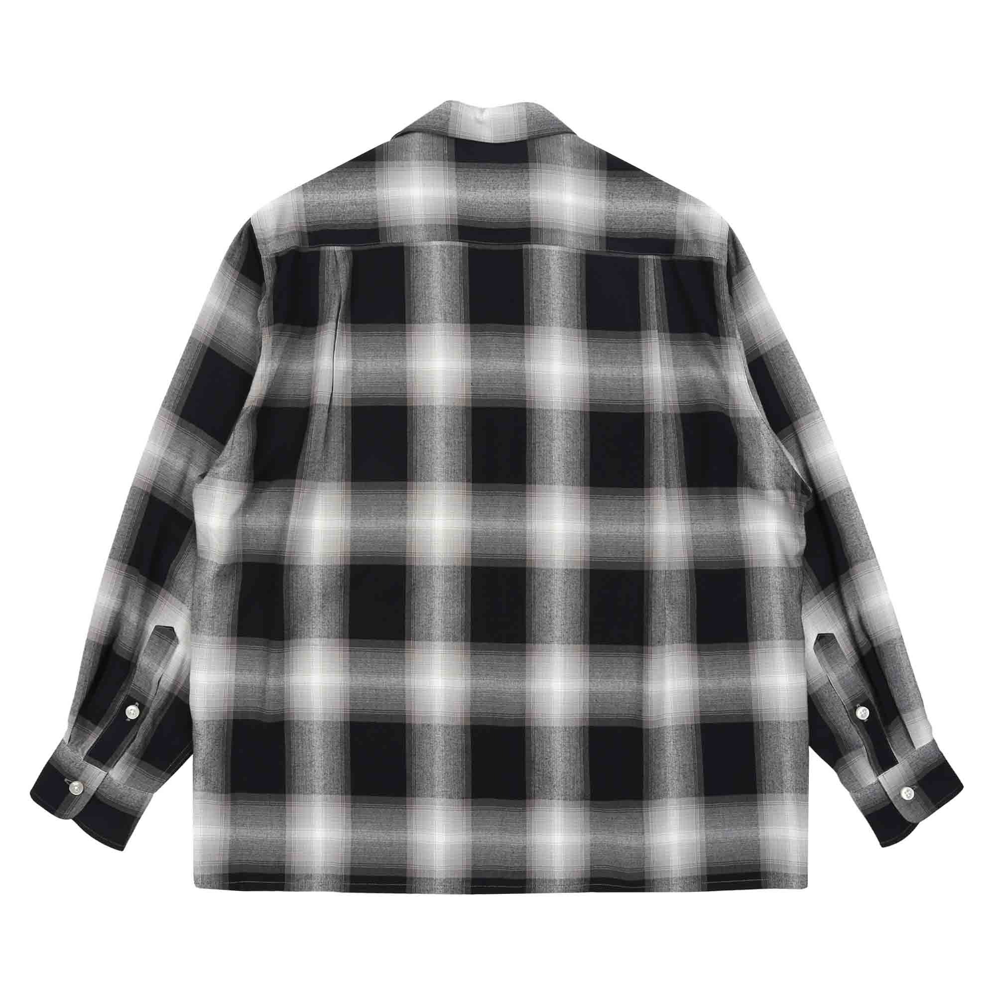 Ombre Check Open Collar LS Shirt - Grey product photo