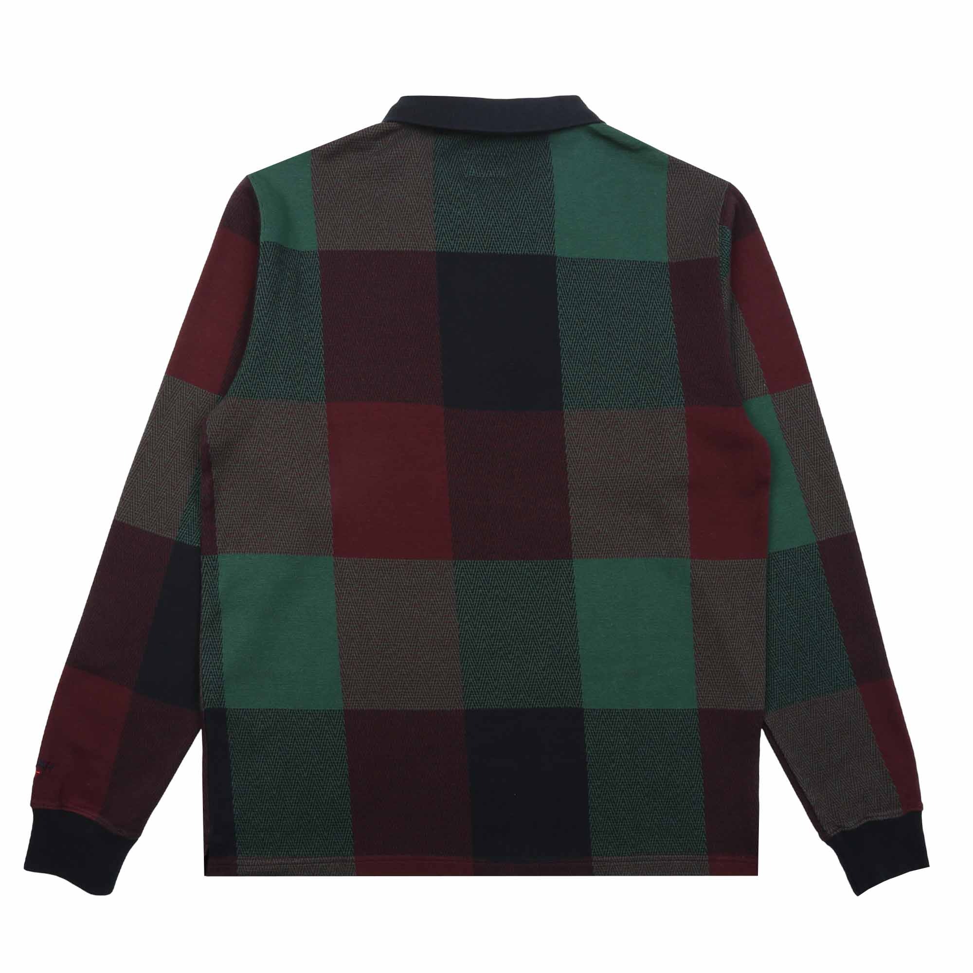 Buffalo Plaid Zip Polo - Navy/Burg/Green product photo