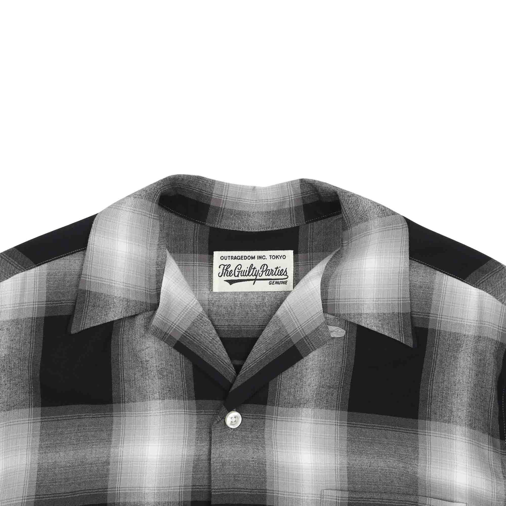 Ombre Check Open Collar LS Shirt - Grey product photo
