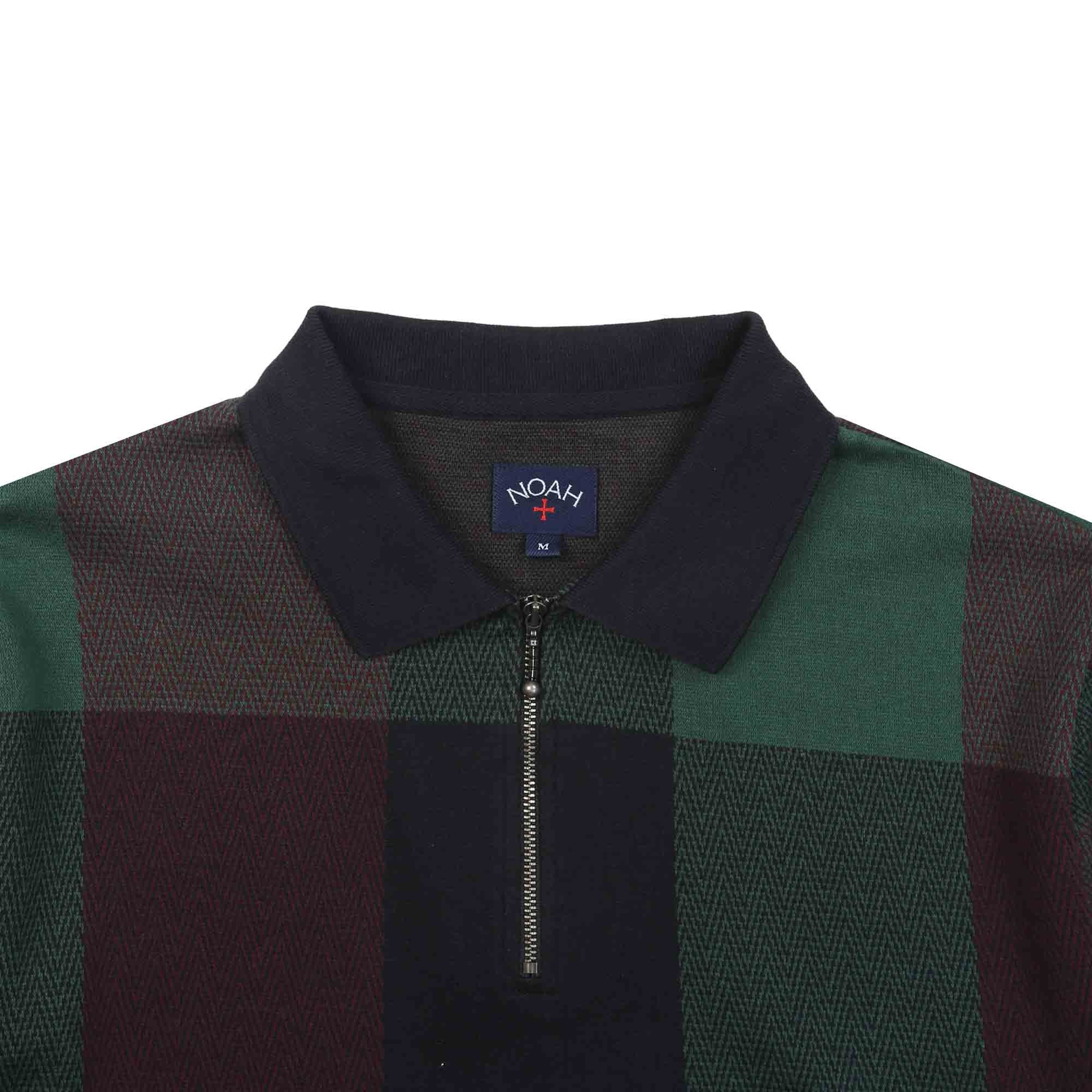 Buffalo Plaid Zip Polo - Navy/Burg/Green product photo
