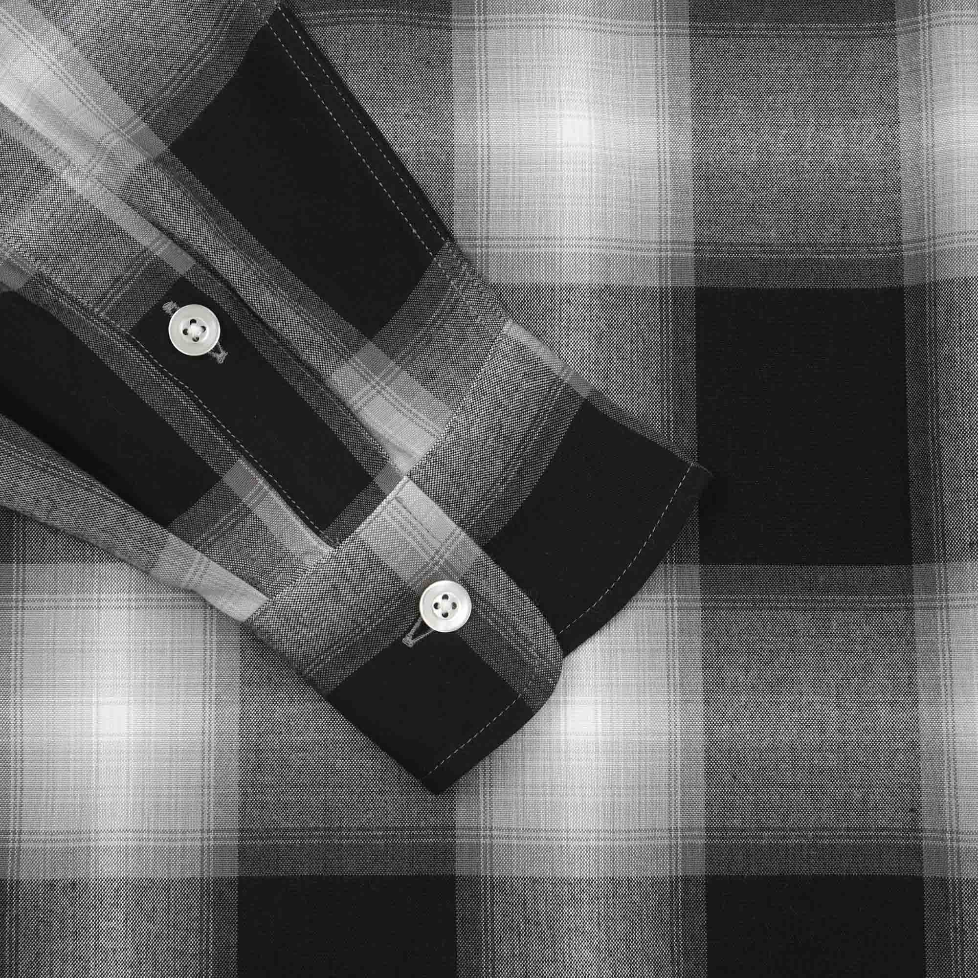 Ombre Check Open Collar LS Shirt - Grey product photo