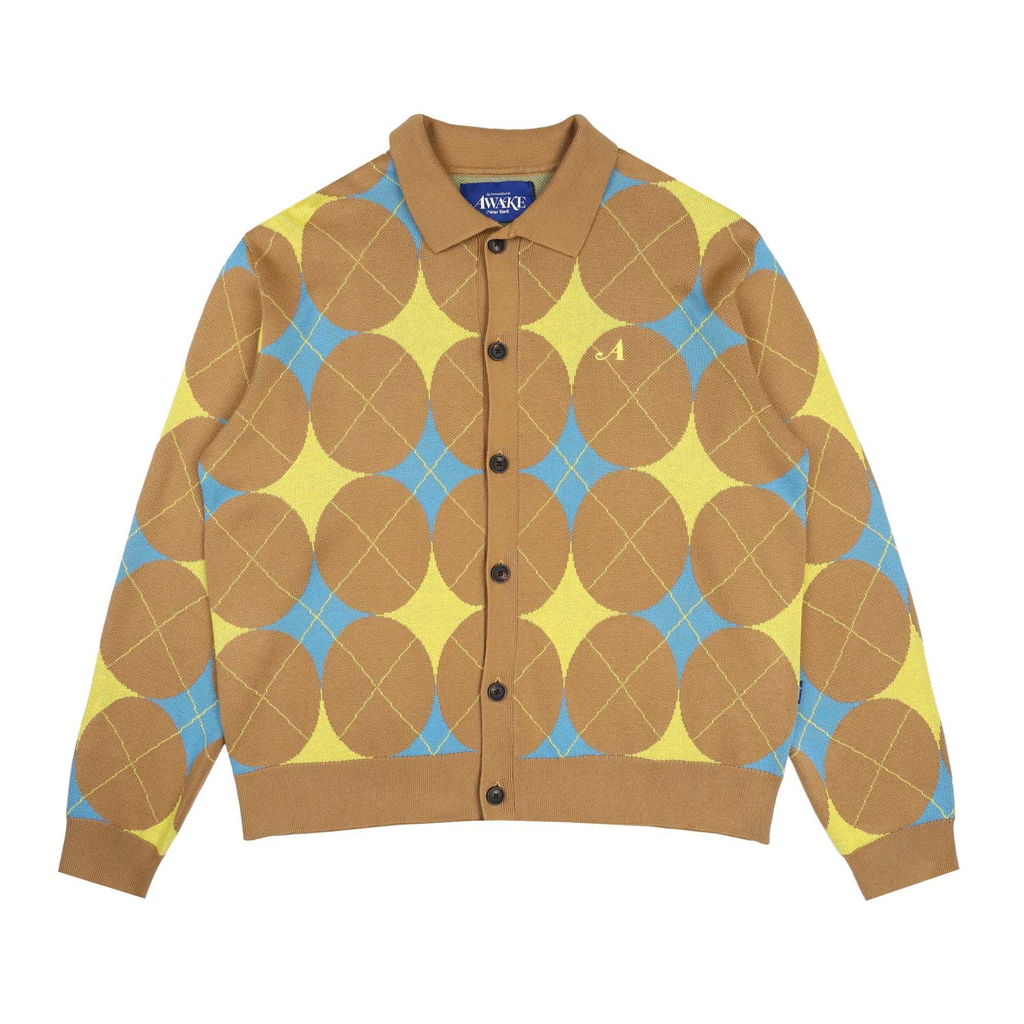 Argyle Knit Cardigan - Brown product photo