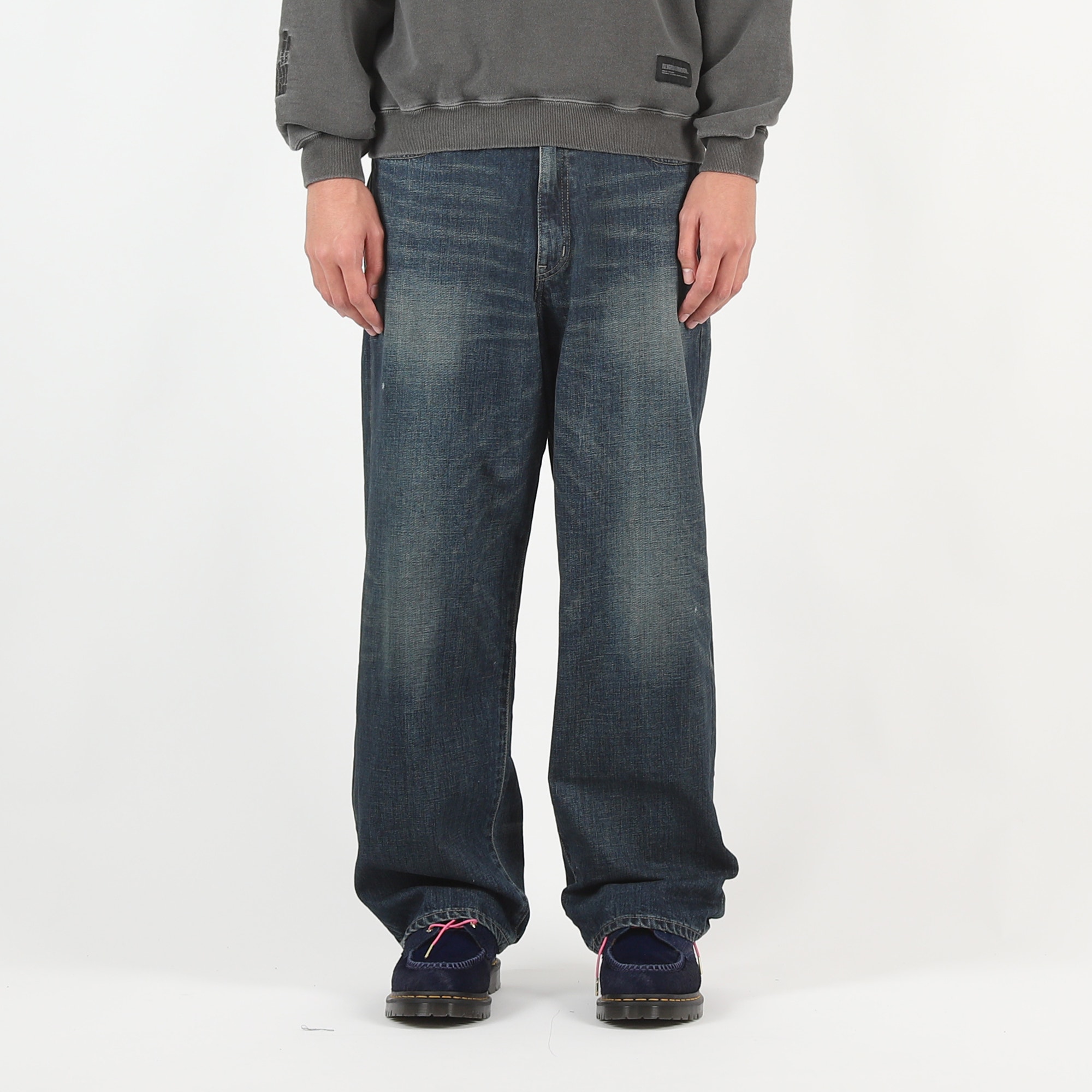 Washed Denim DP Wide Pants - Indigo product photo