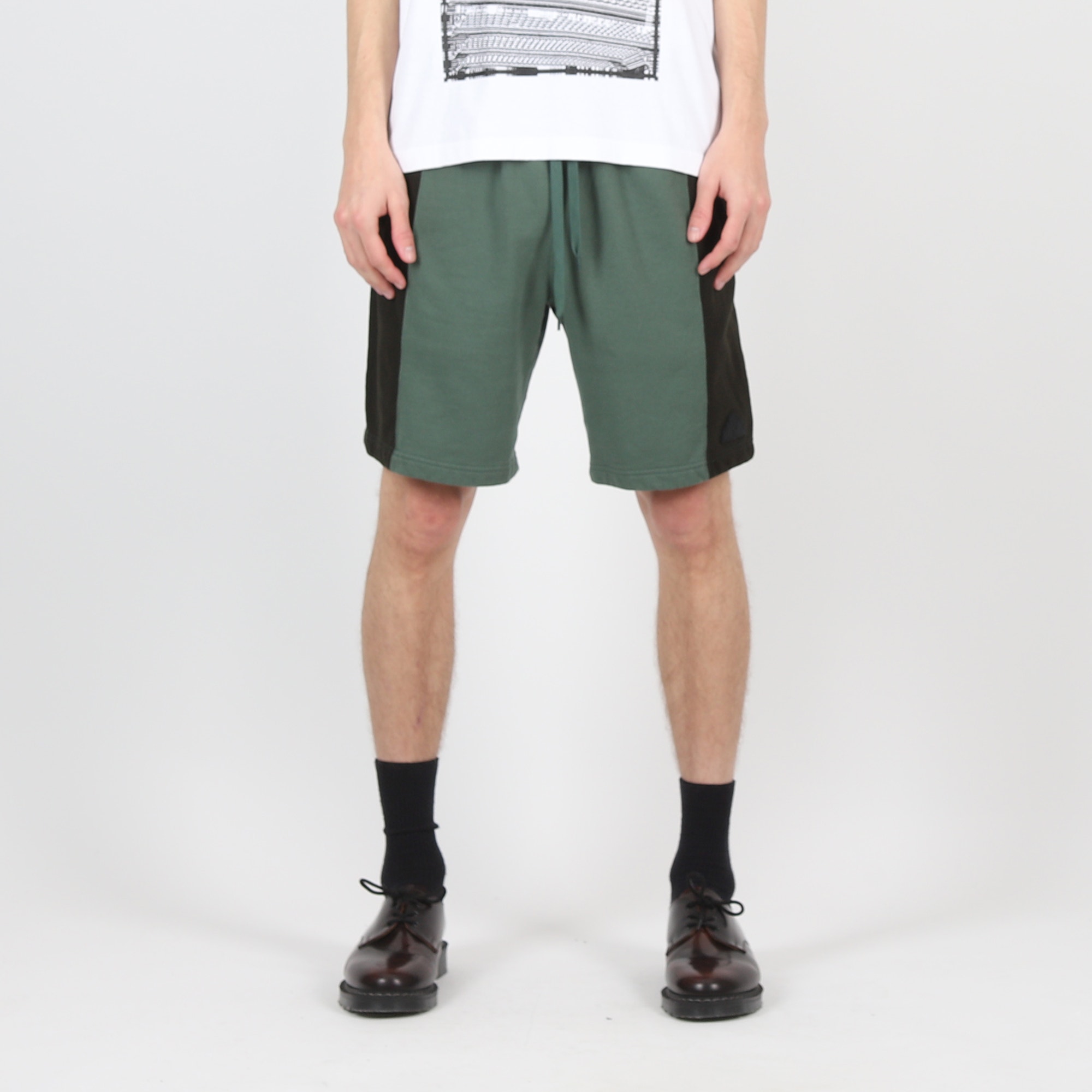 Paneled Two Tone Jog Shorts - Green product photo