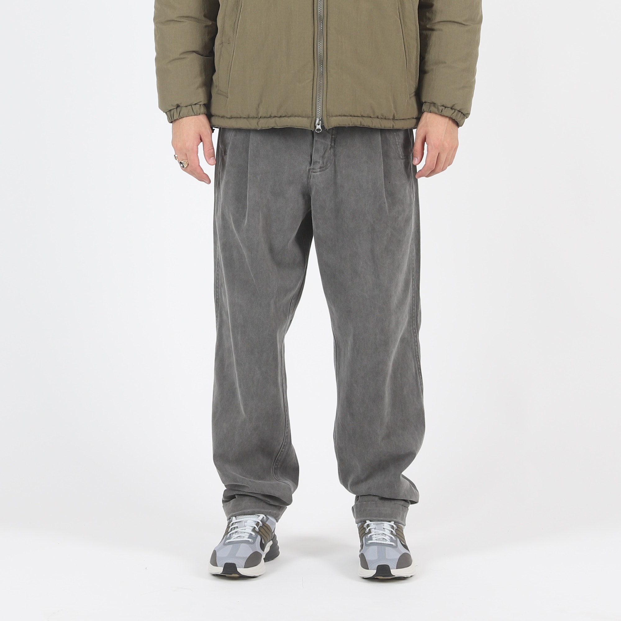 Overdye Cotton Casual Pants - Charcoal product photo