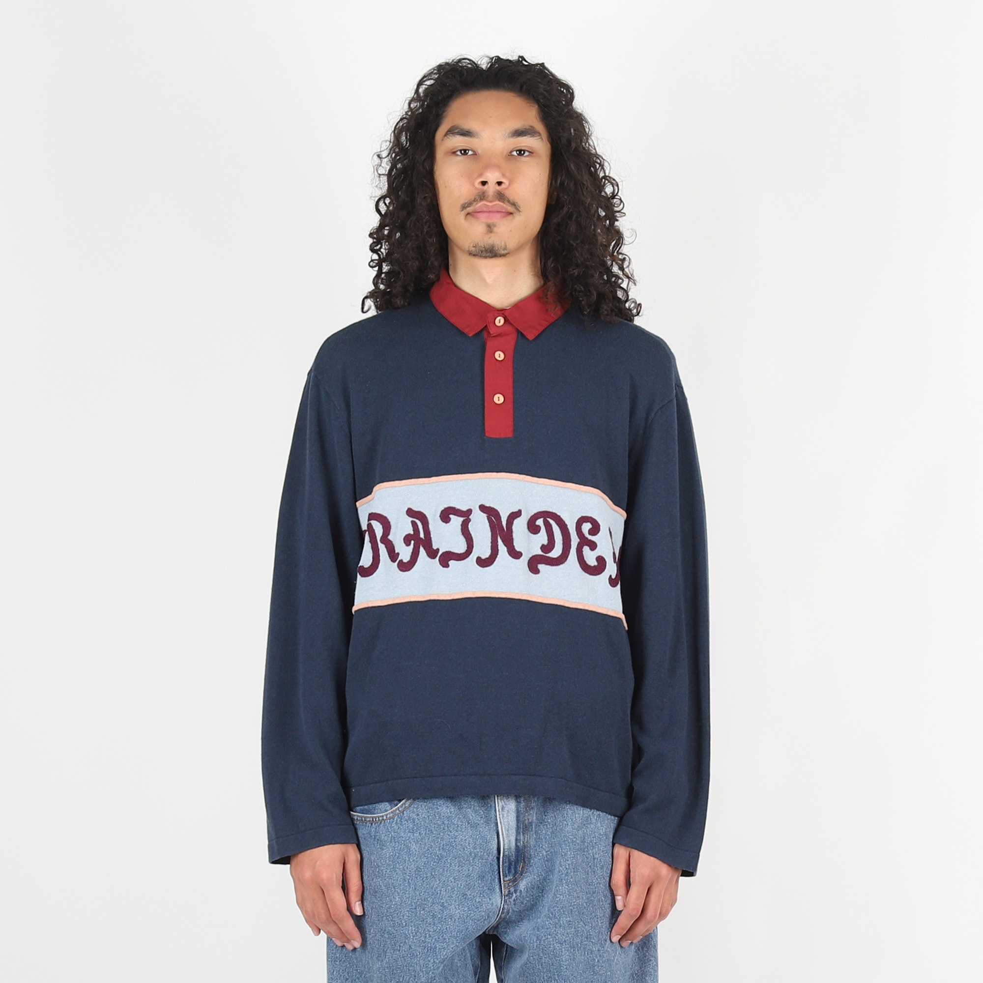 Lifted Stripe L/S Rugby - Navy product photo