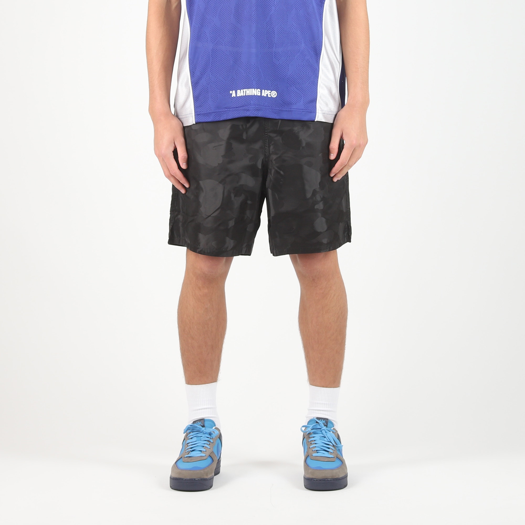 Solid Camo Bathing Ape Logo Shorts - Black product photo