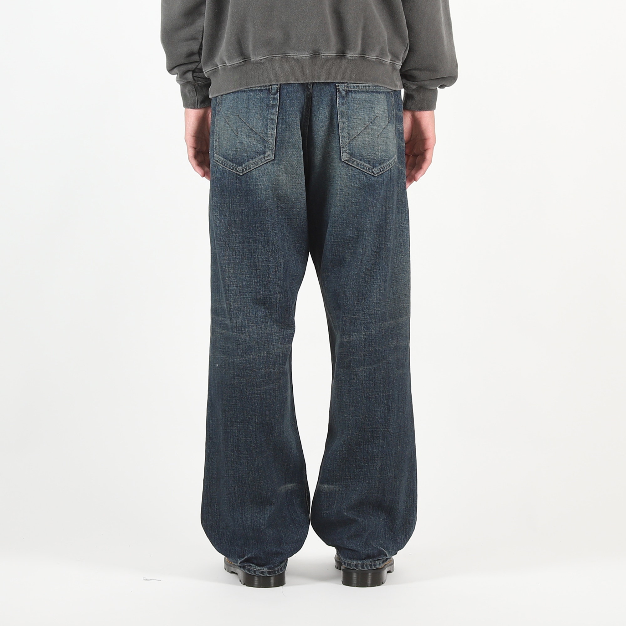 Washed Denim DP Wide Pants - Indigo product photo