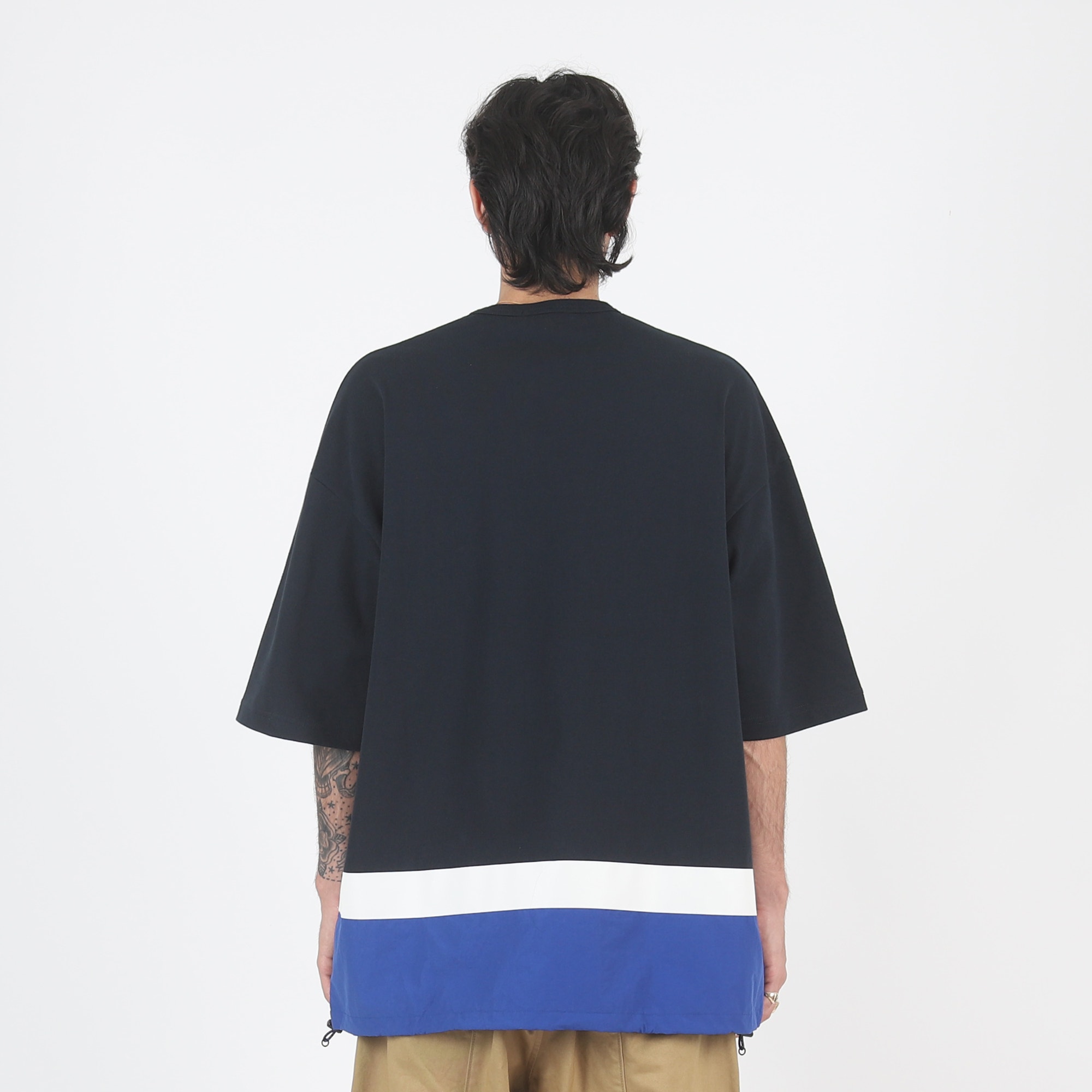 Cotton Jersey Nylon Taffeta T-Shirt - Navy product photo