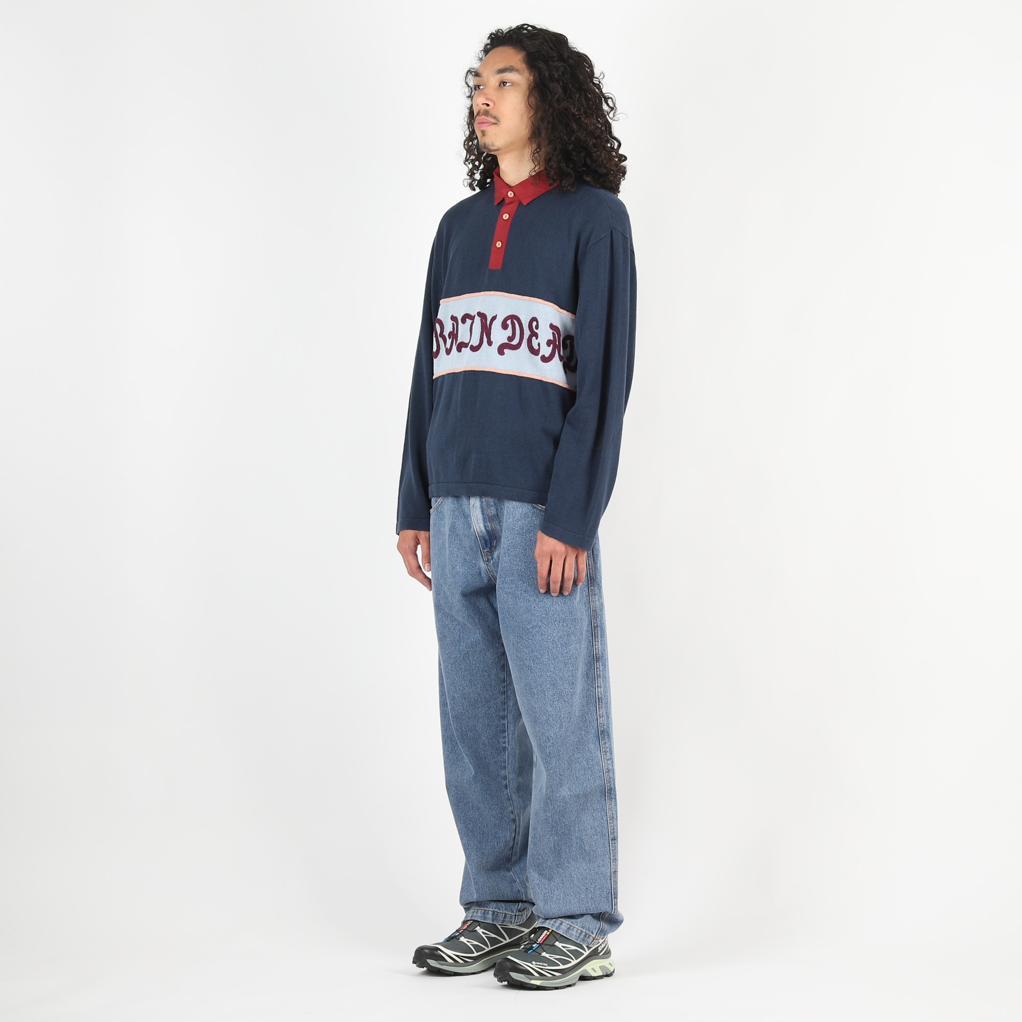 Lifted Stripe L/S Rugby - Navy product photo