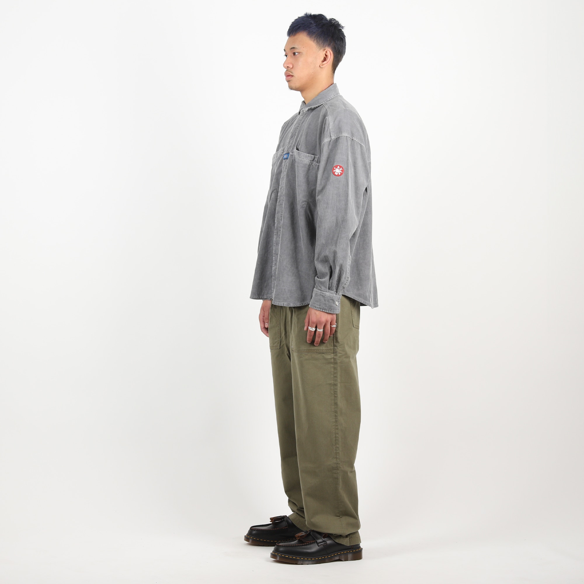 Overdye Cord Design Big Shirt - Grey product photo