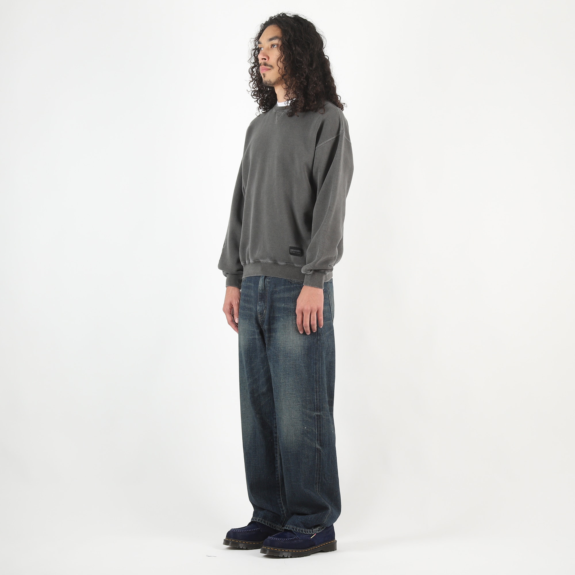 Washed Denim DP Wide Pants - Indigo product photo