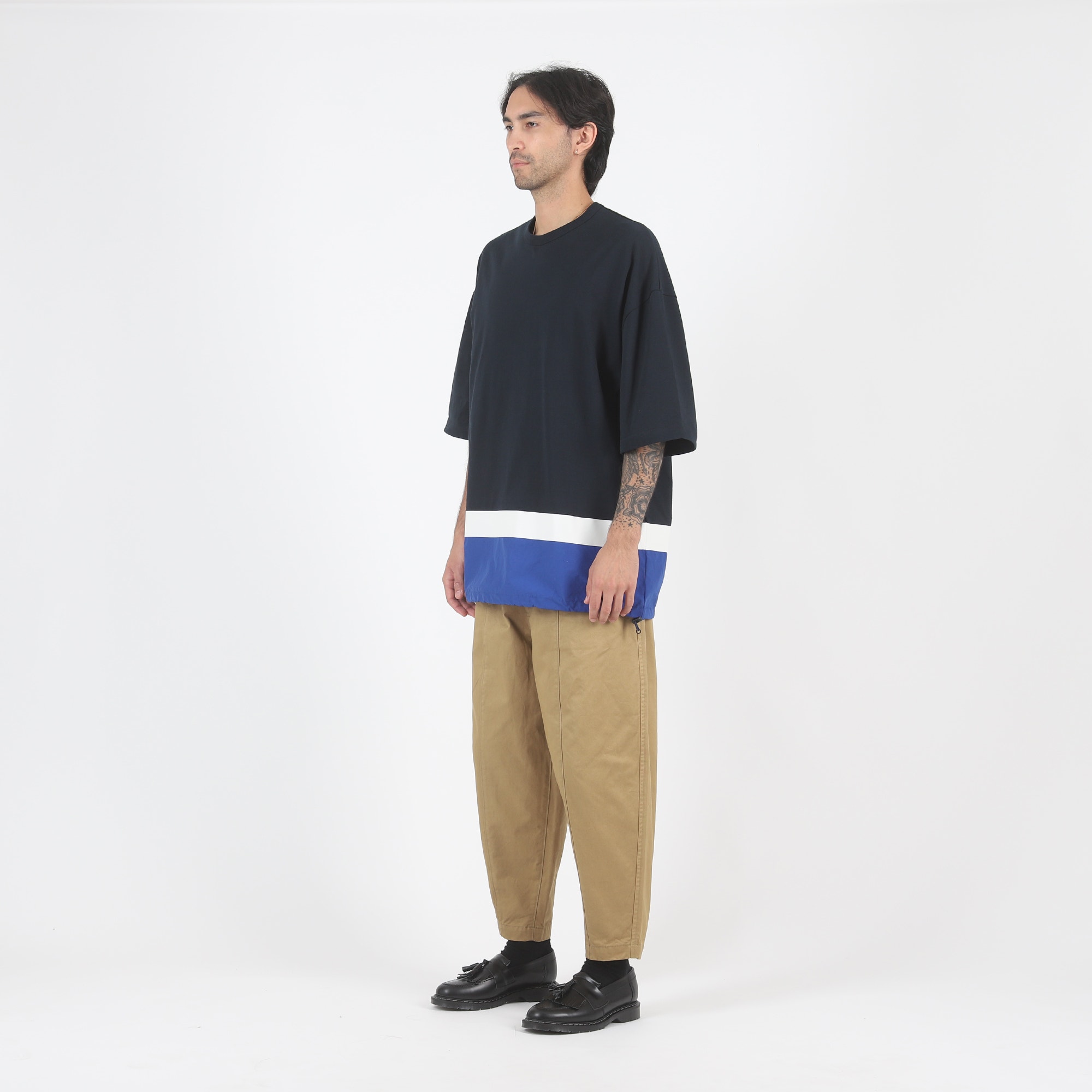 Cotton Jersey Nylon Taffeta T-Shirt - Navy product photo