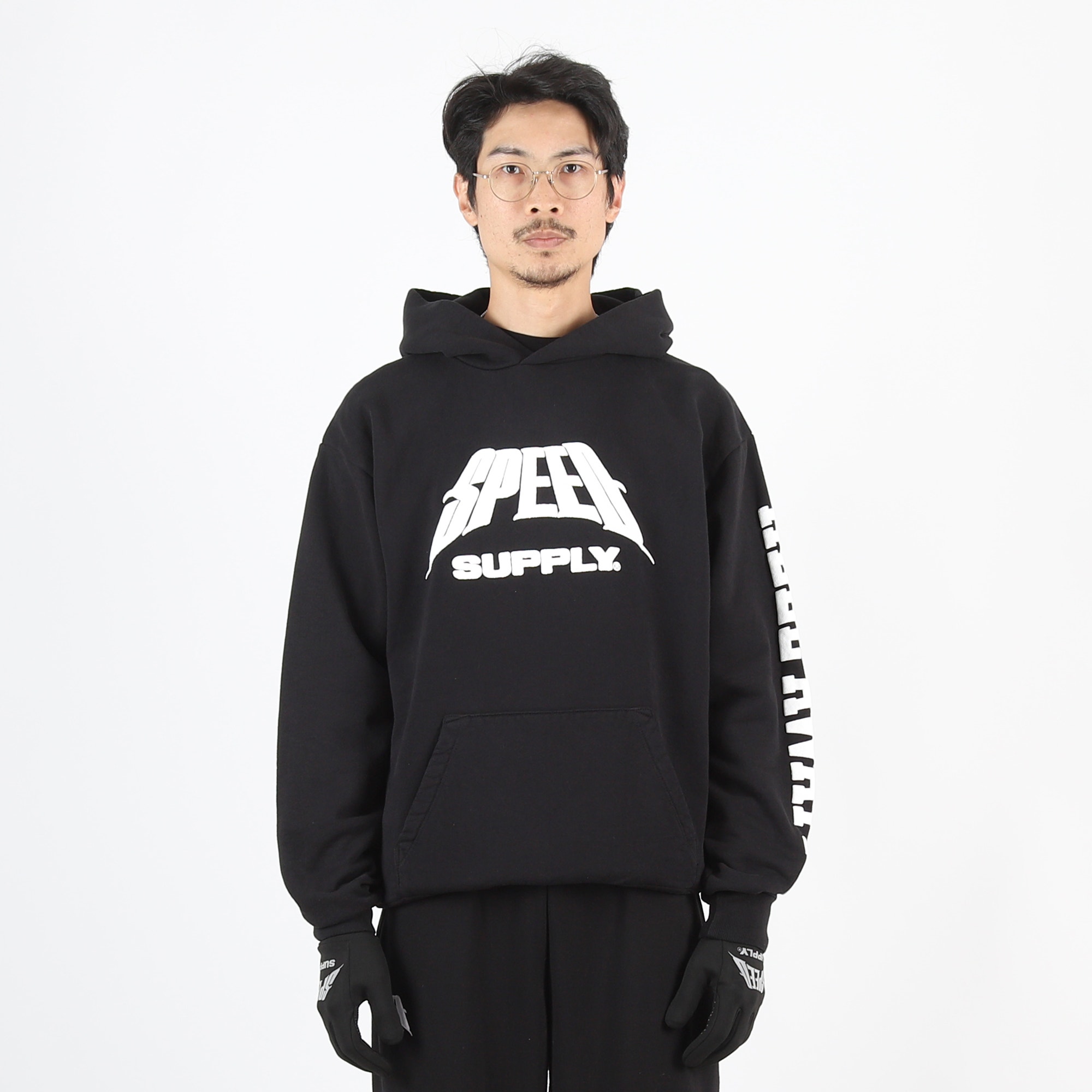 SUPPLY x SPEED Logo Hooded Sweatshirt - Black product photo