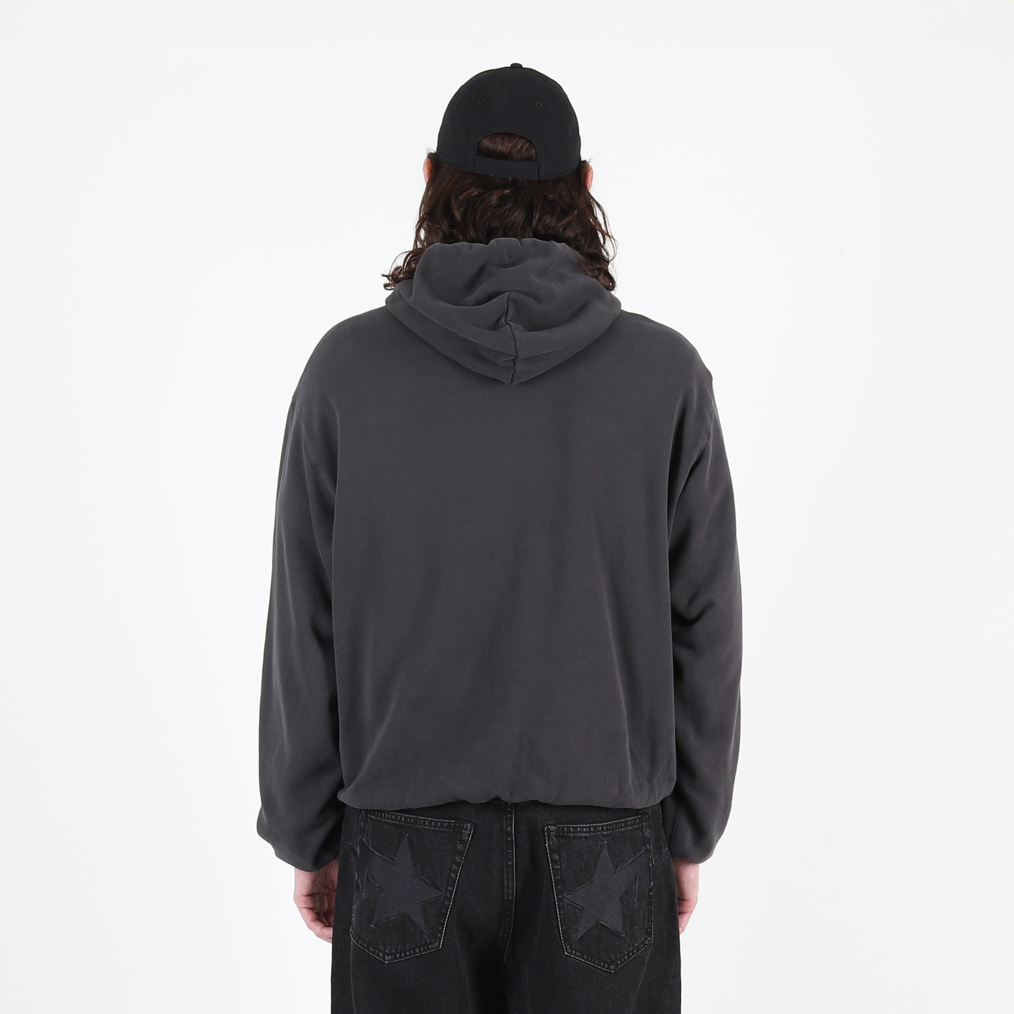 Flame Garment Dyed Pullover Hoodie - Black product photo