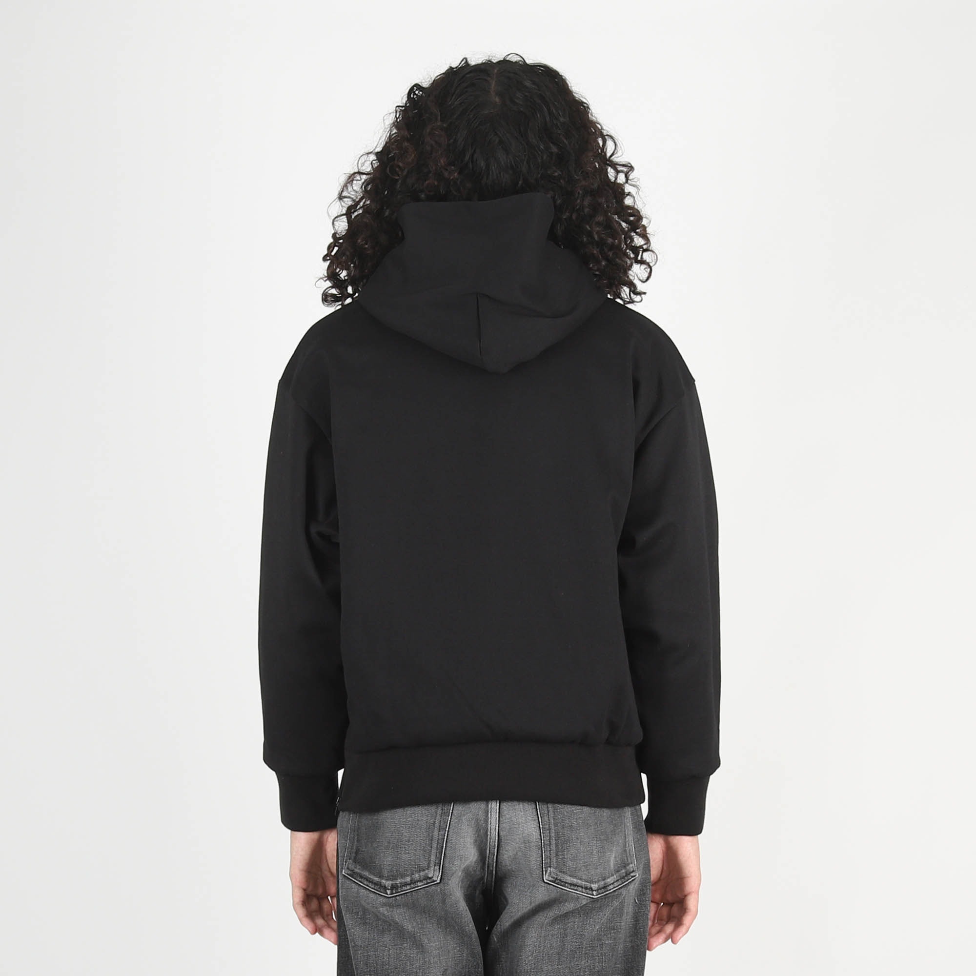 College Puffy Relaxed Fit Pullover Hoodie - Black product photo