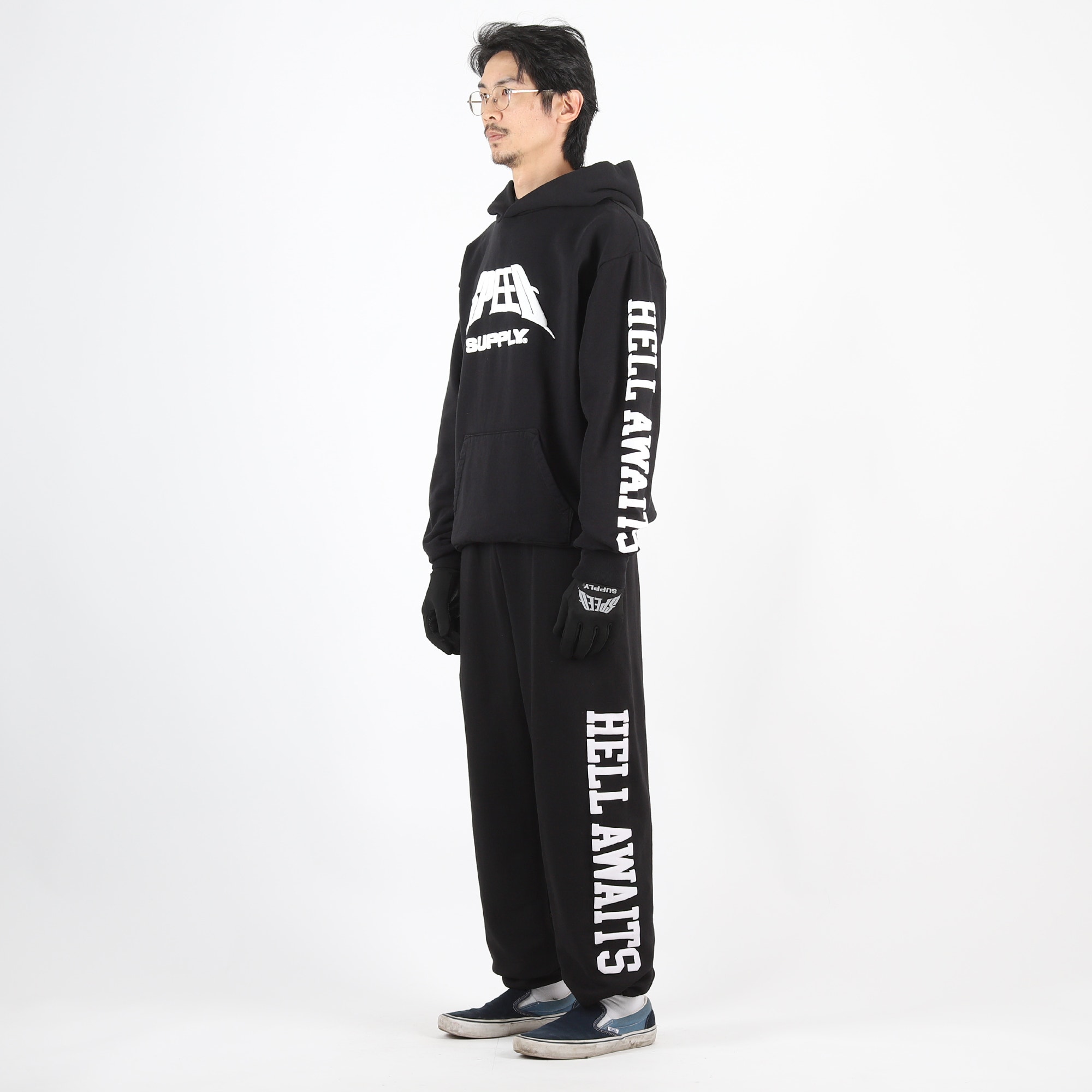 SUPPLY x SPEED Logo Hooded Sweatshirt - Black product photo