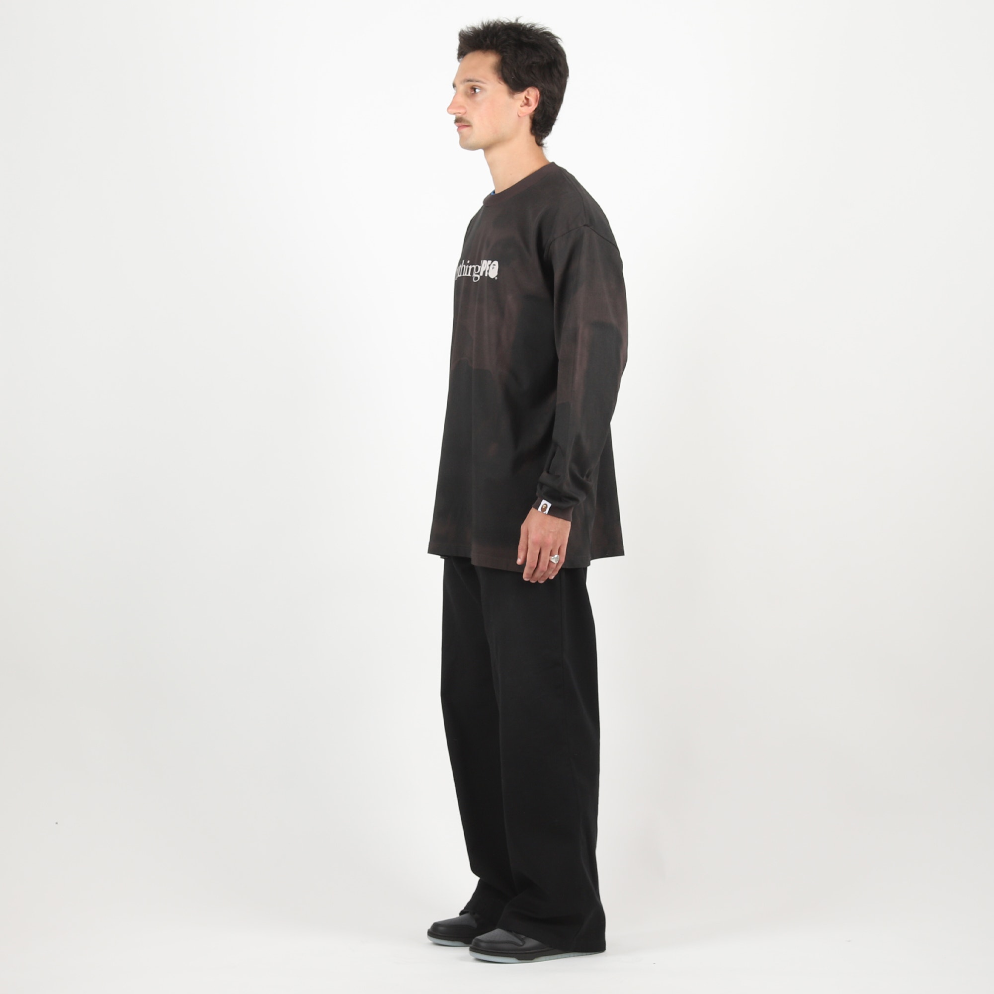 Overprint Logo Relaxed Fit L/S T-Shirt - Black product photo