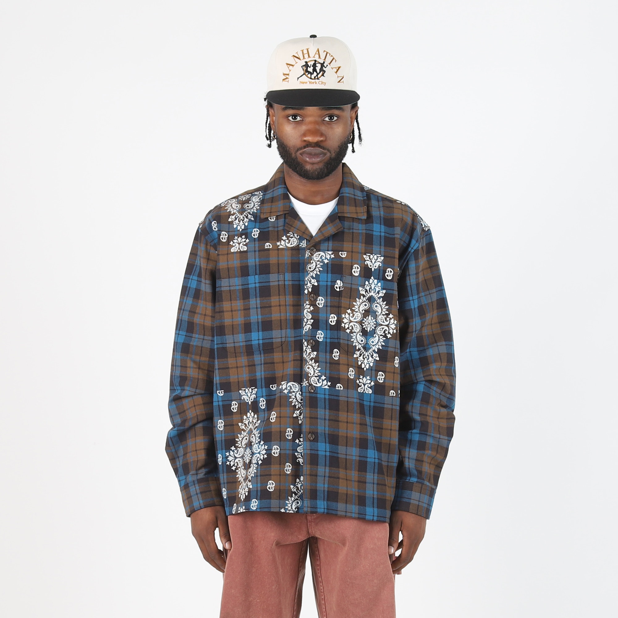 Paisley Printed Flannel Shirt - Brown product photo