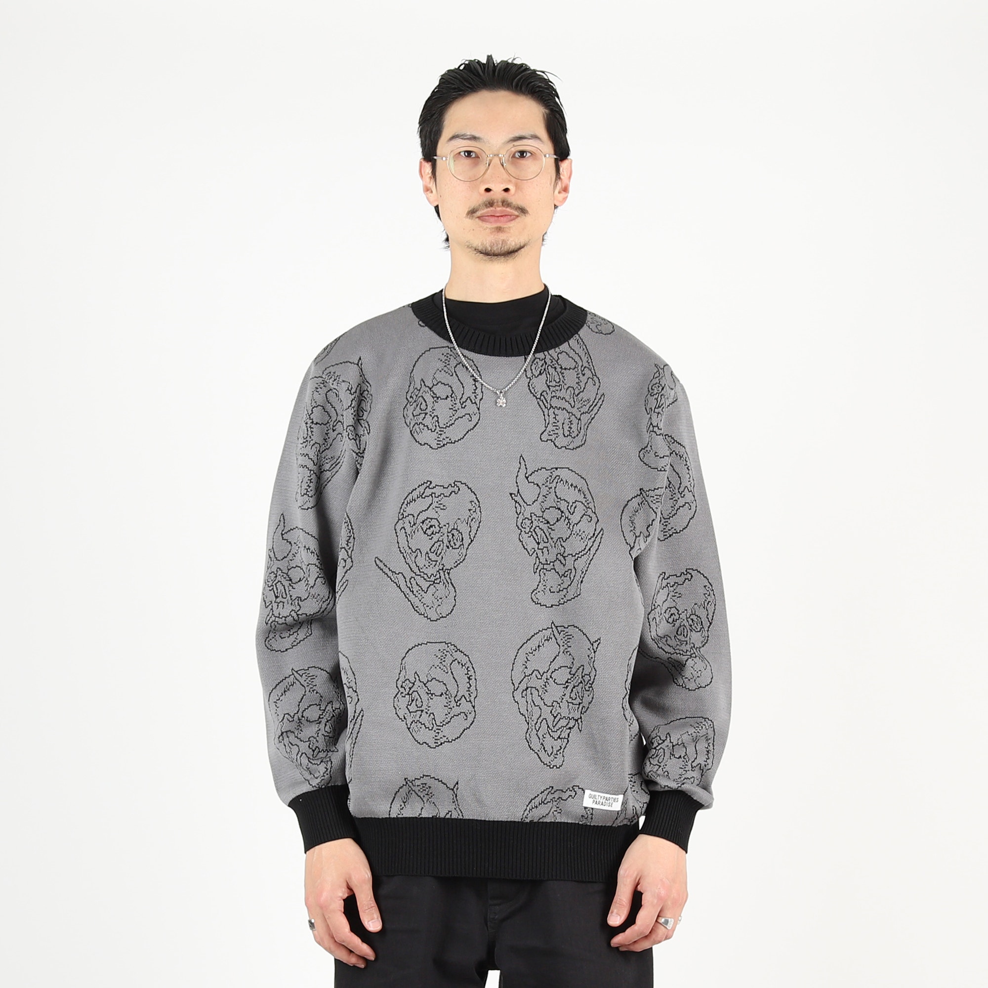 56 Tattoo Studio Jacquard Sweater - Grey product photo