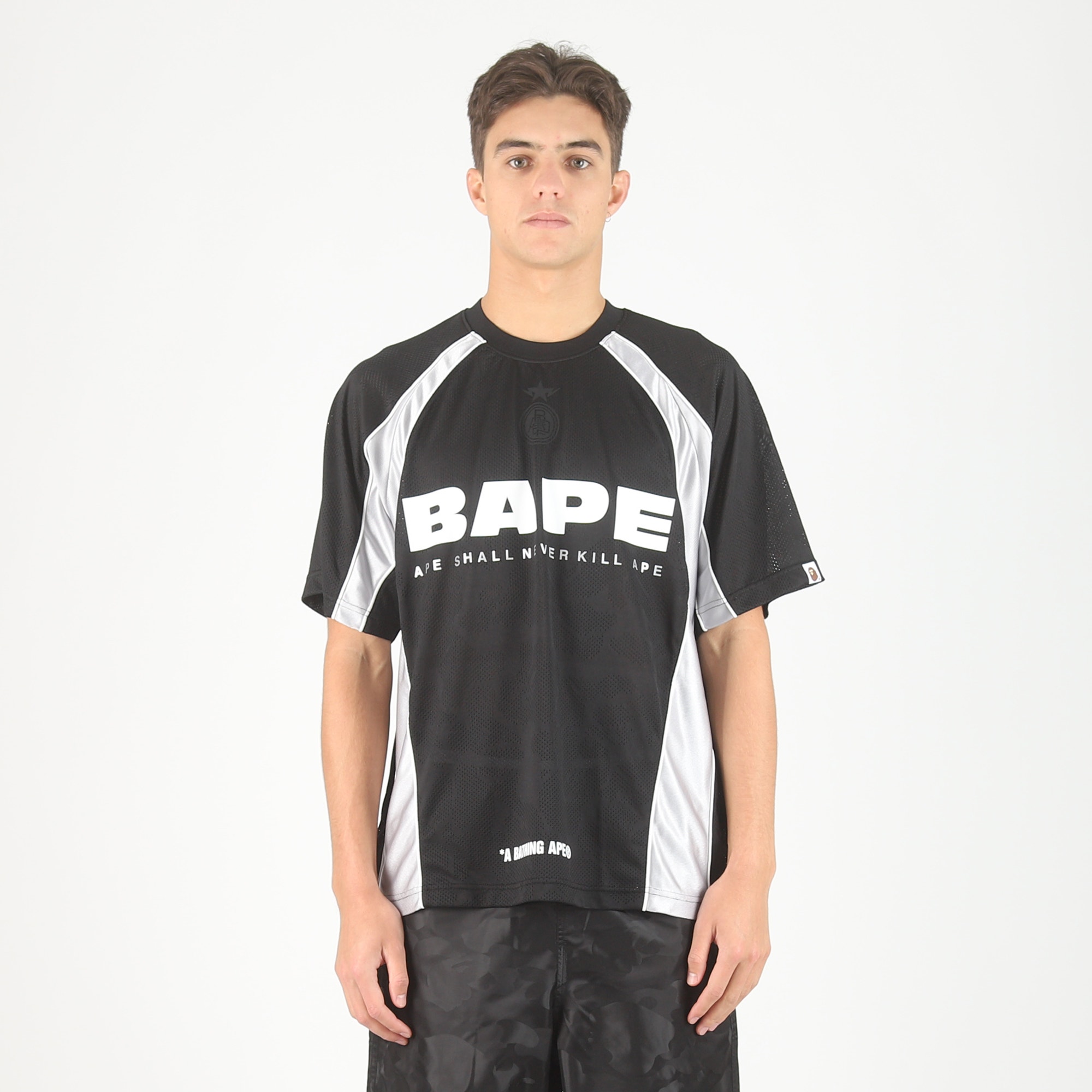 Solid Camo Jacquard Football Jersey - Black product photo