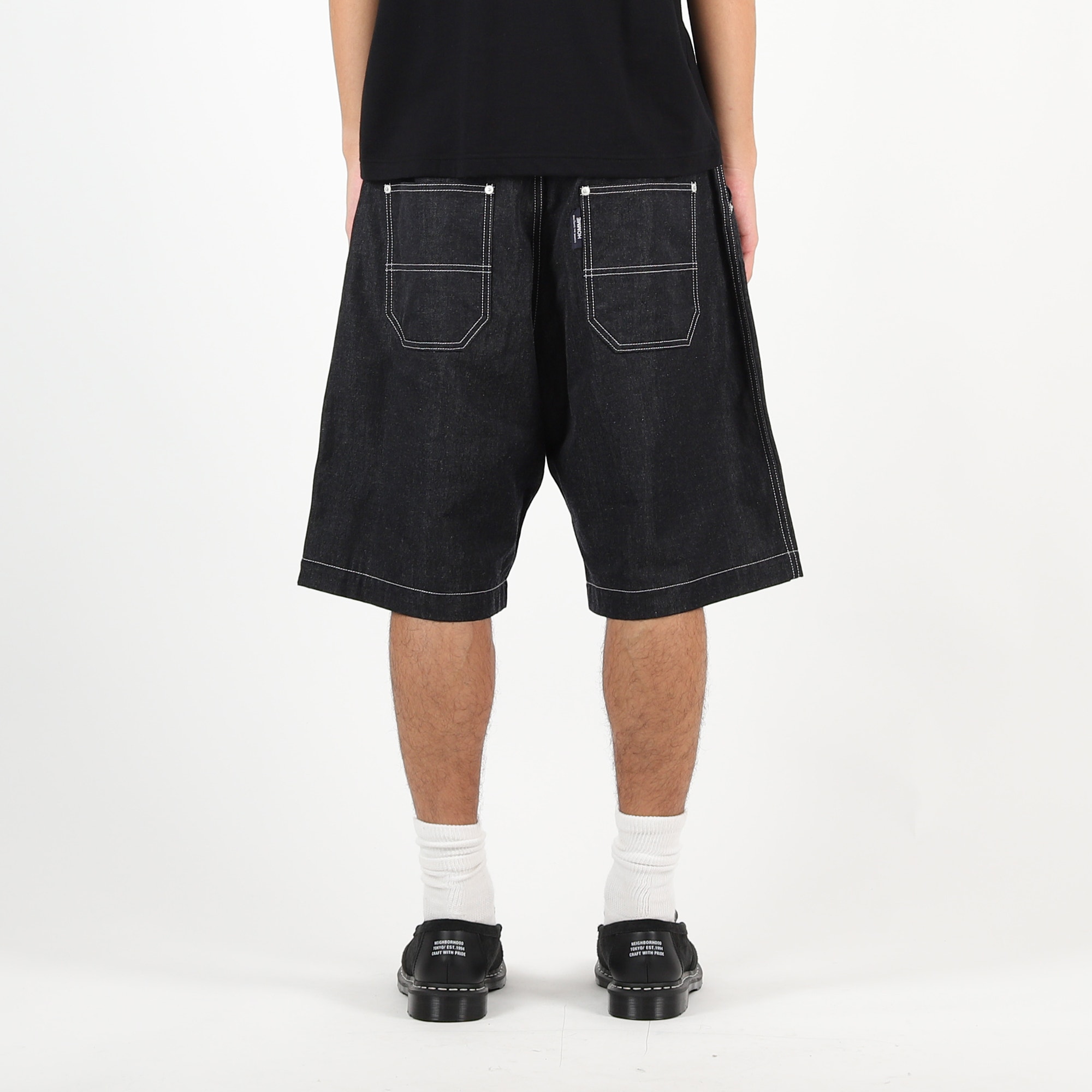 Cotton Nylon Twill Shorts - Navy/White product photo