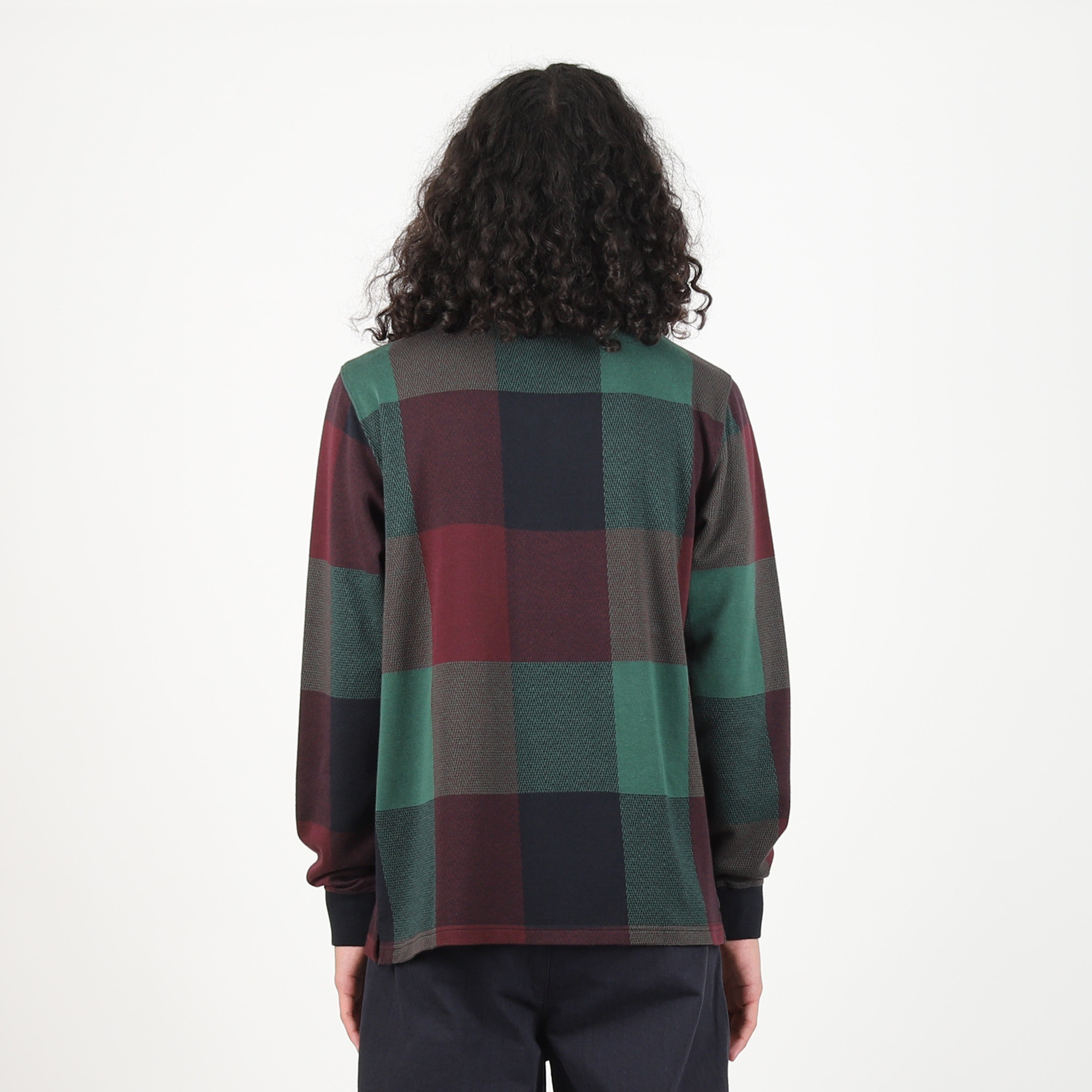 Buffalo Plaid Zip Polo - Navy/Burg/Green product photo