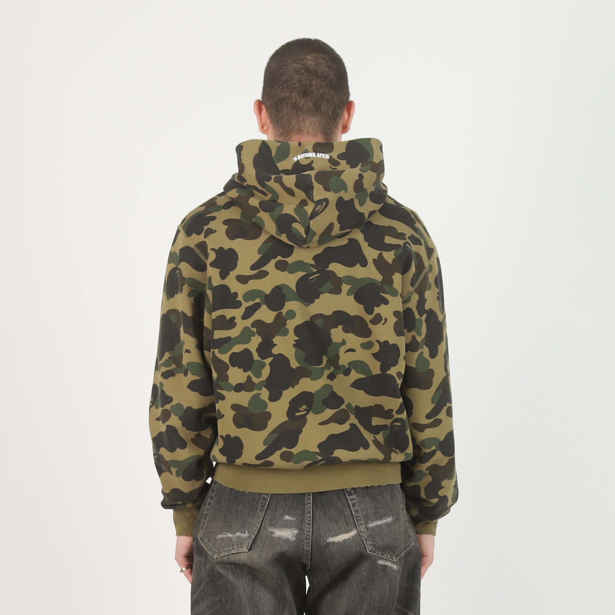 1st Camo Heavy Wash Cropped Zip Hood - Green product photo