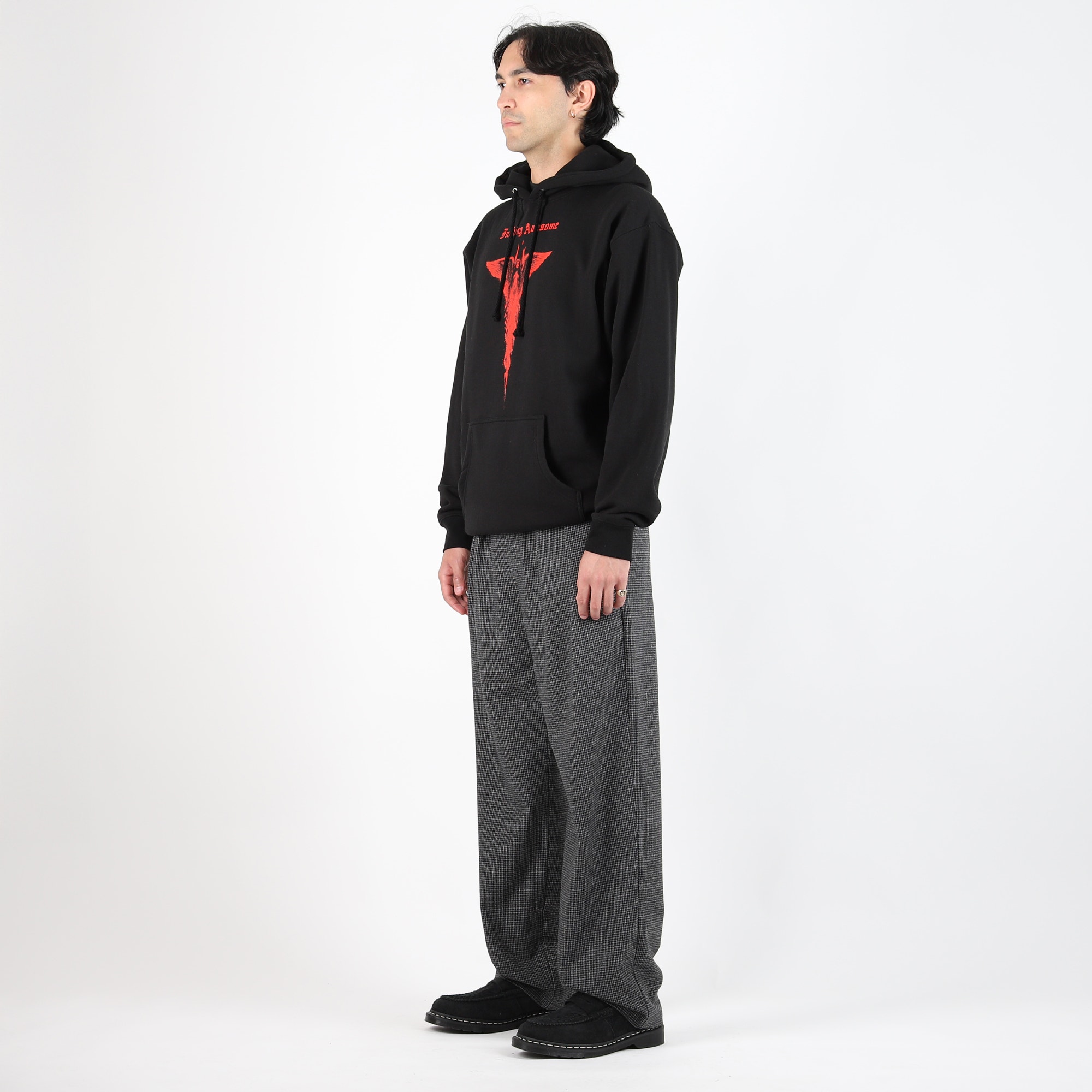 Baggy Pleated Wool Trouser - Shadow Plaid product photo
