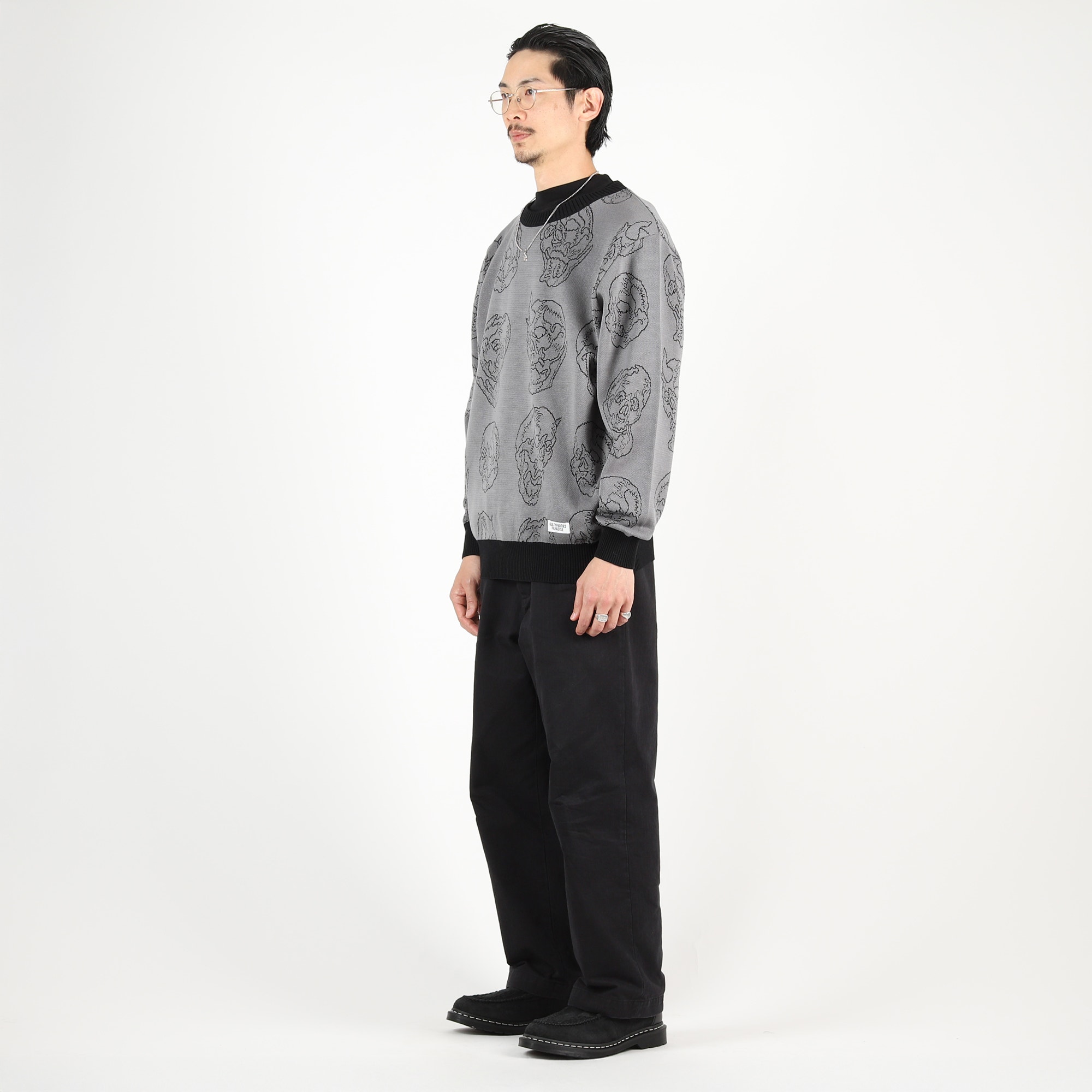 56 Tattoo Studio Jacquard Sweater - Grey product photo