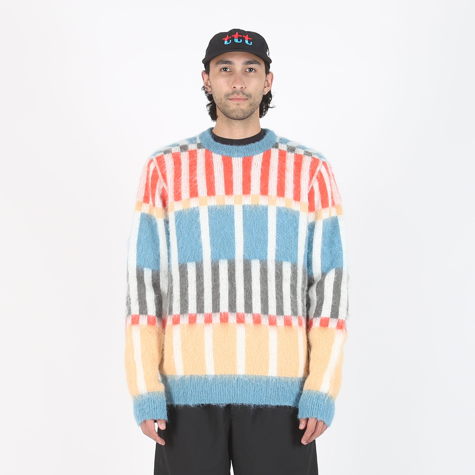 Check Grid Mohair Knitted Jumper - Multi product photo