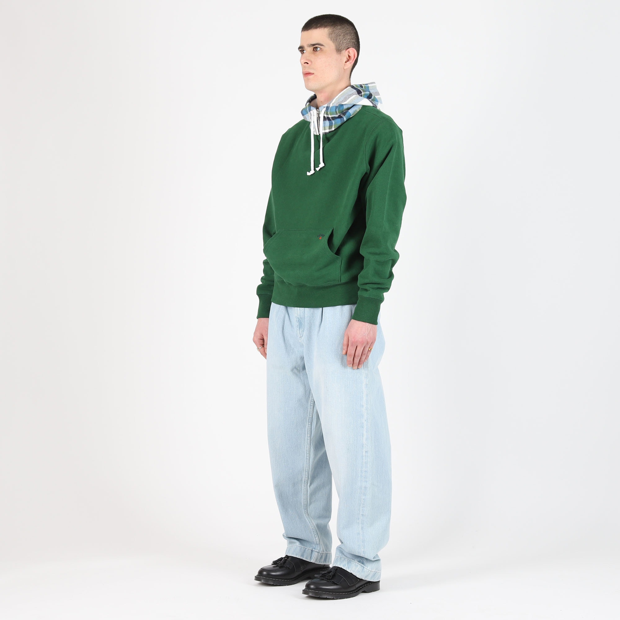 Flannel Hood Sweatshirt - Spartan Green product photo