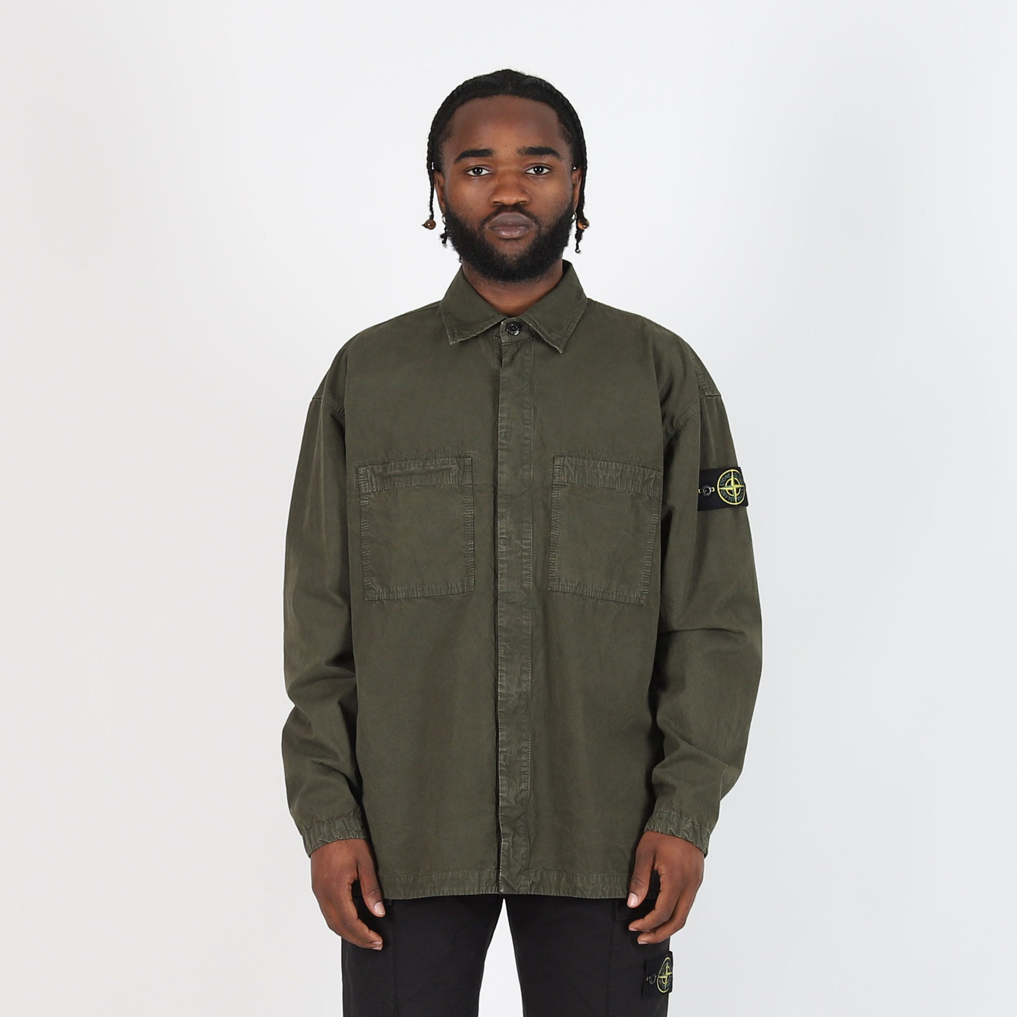 Stone island overshirt olive green store