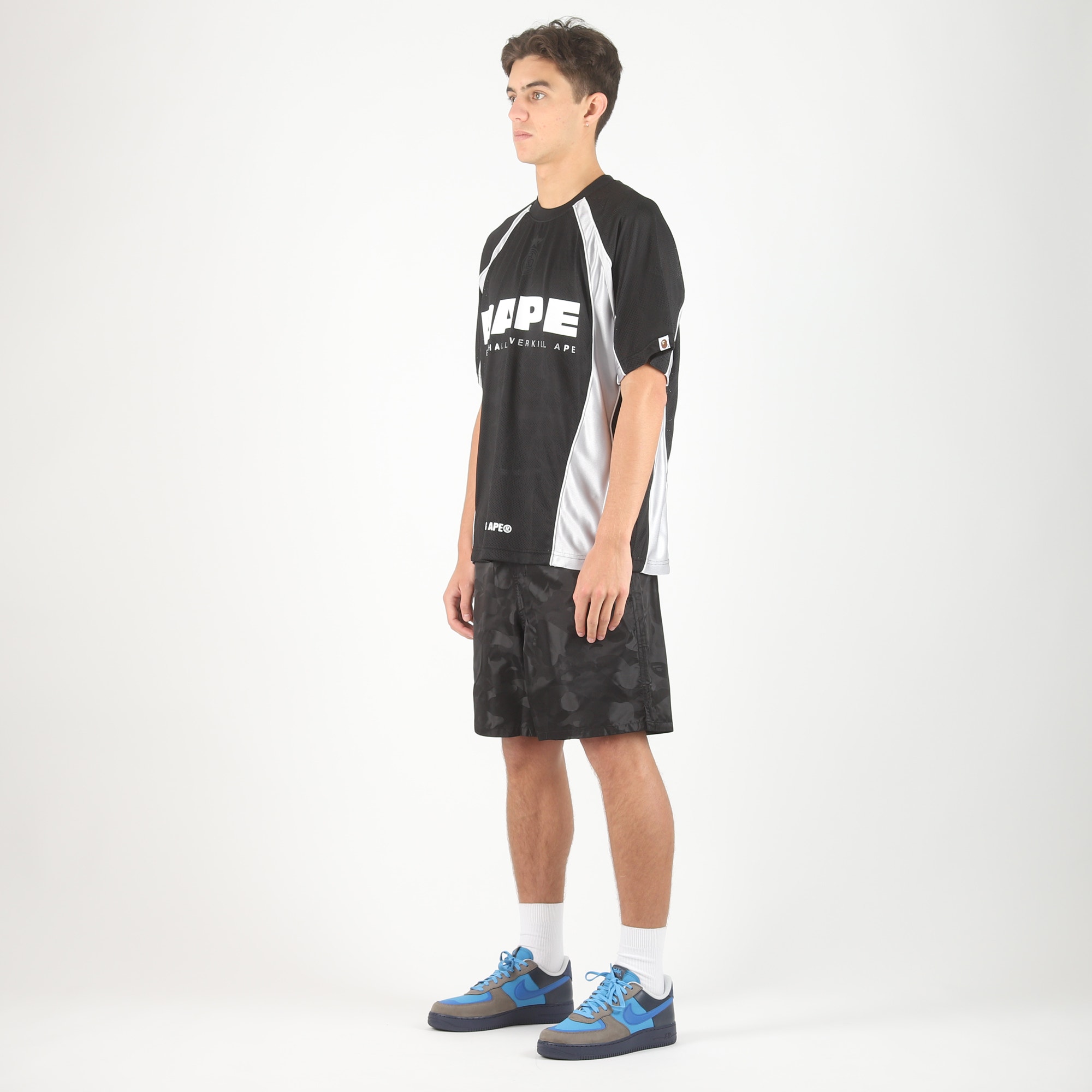 Solid Camo Jacquard Football Jersey - Black product photo