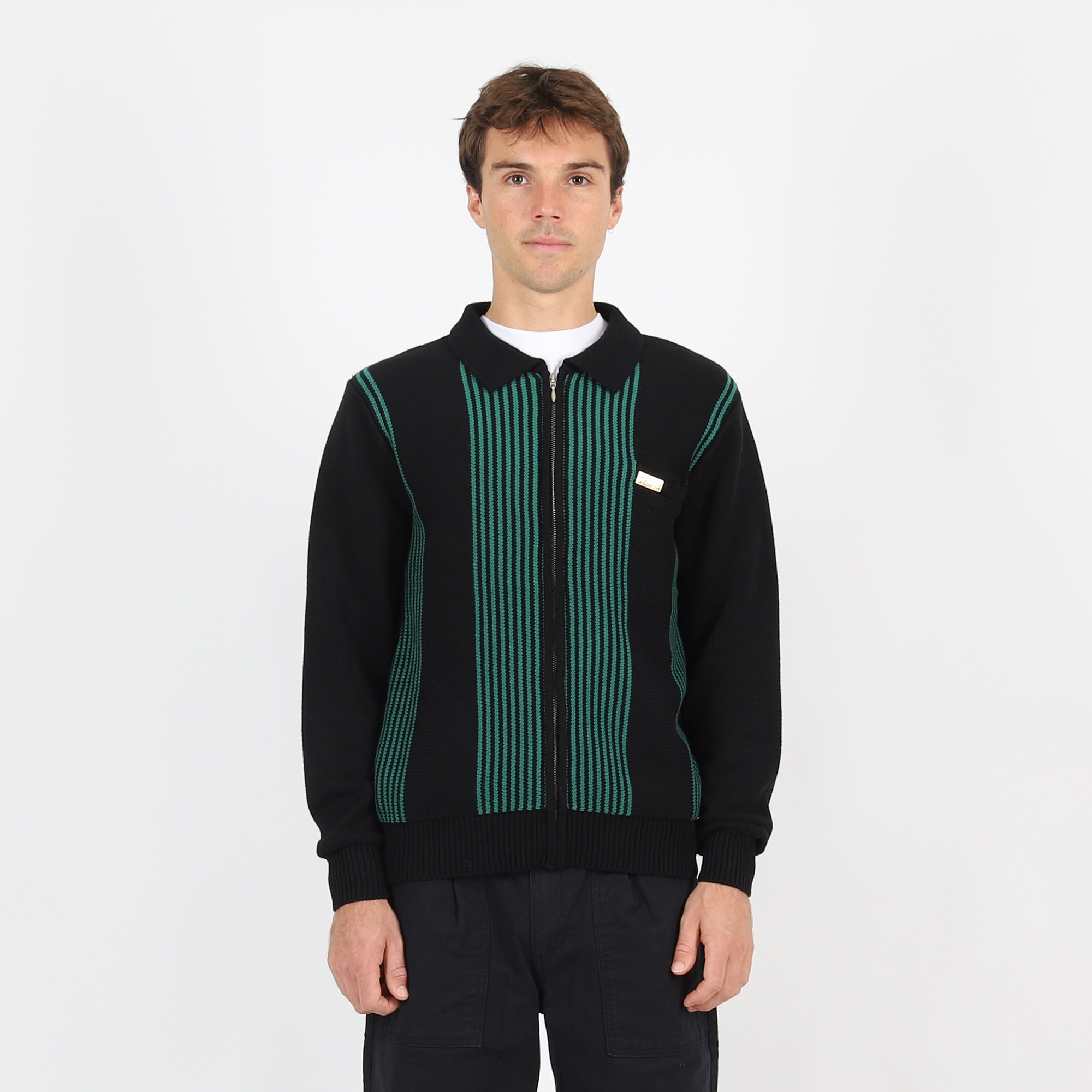 Zip Polo Sweater - Black/Green product photo