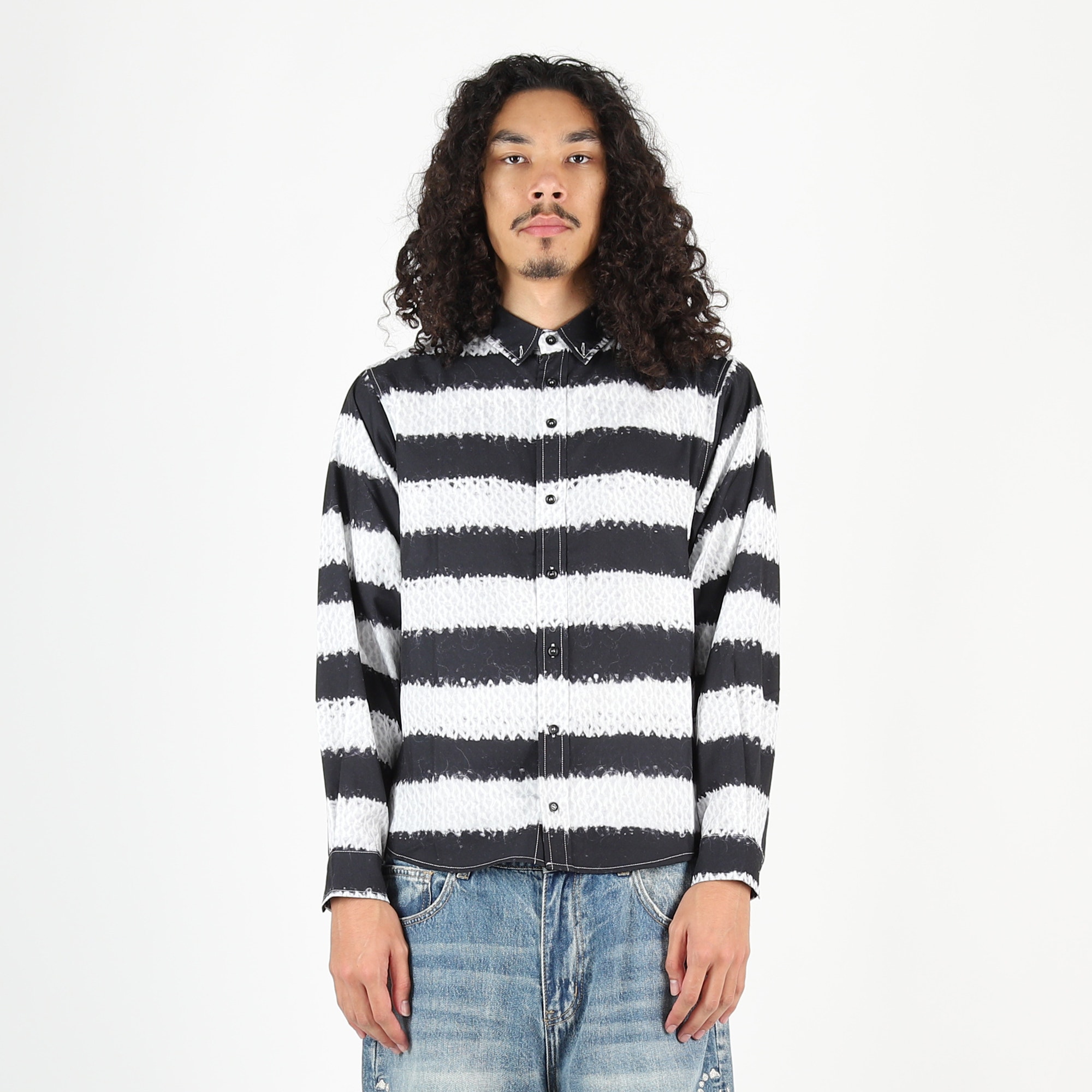 Rayon Knit Stripe Shirt - Multi product photo