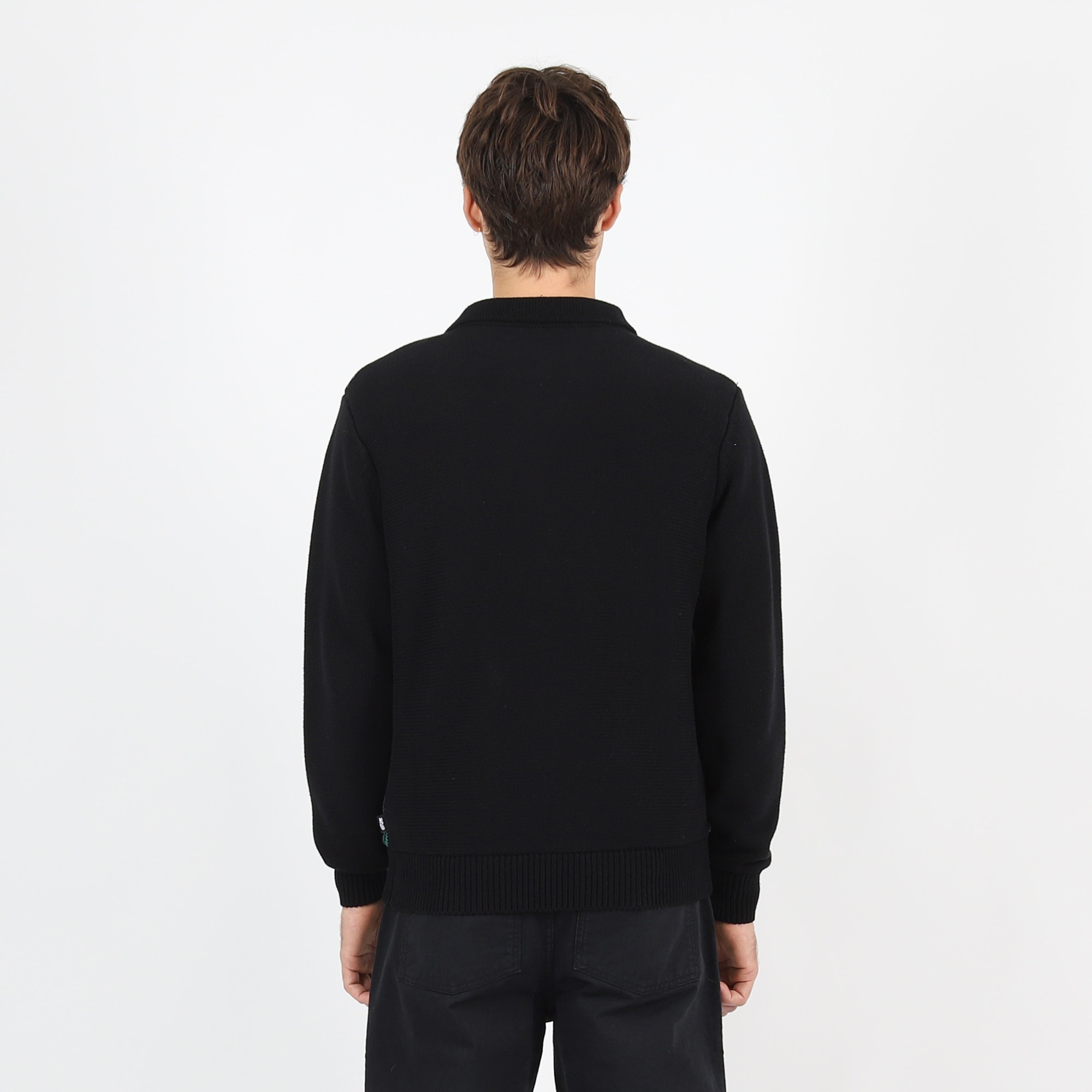 Zip Polo Sweater - Black/Green product photo